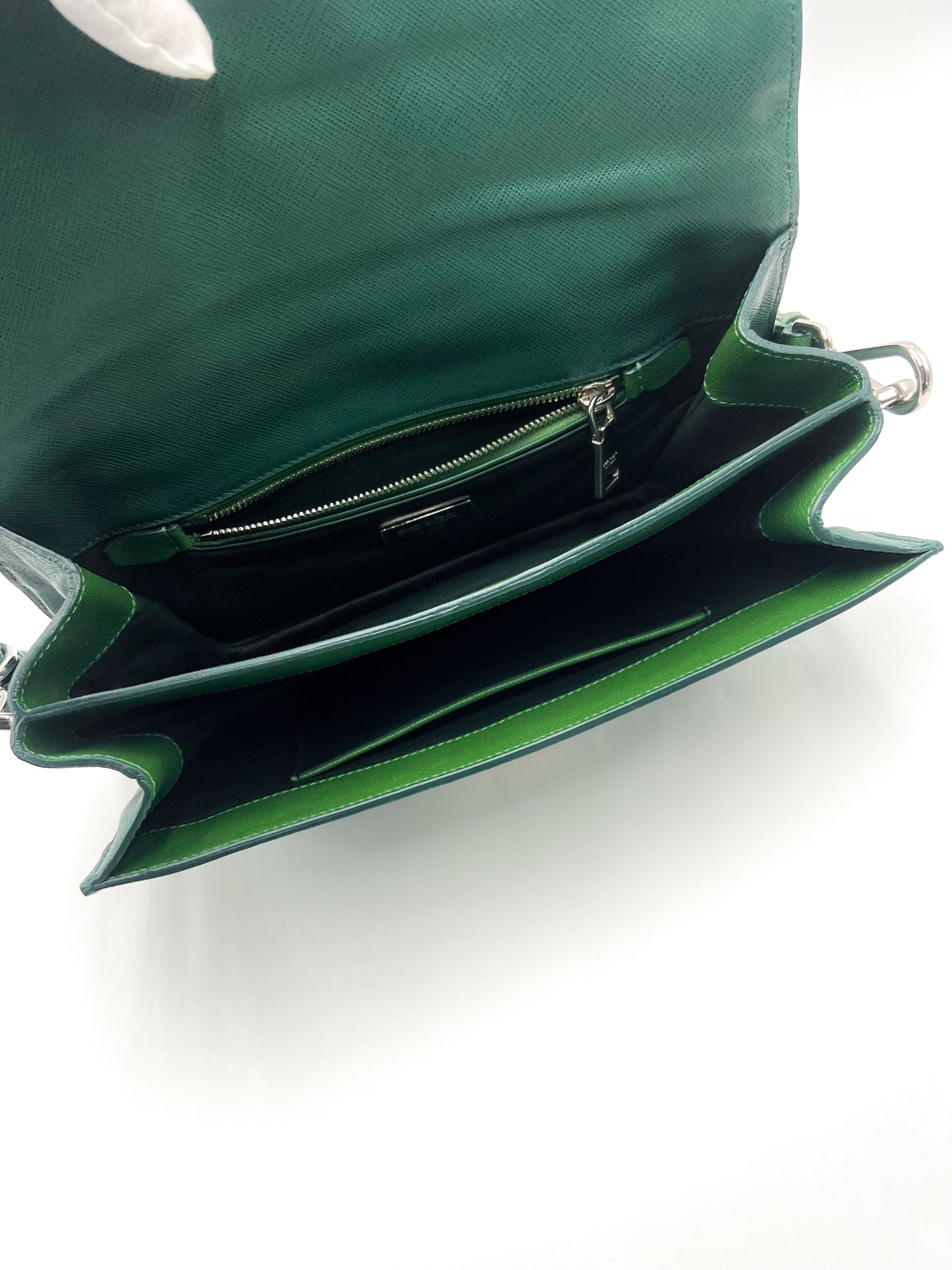 Prada Shoulder Bag Saffiano Sound Soft Green VINTAGE