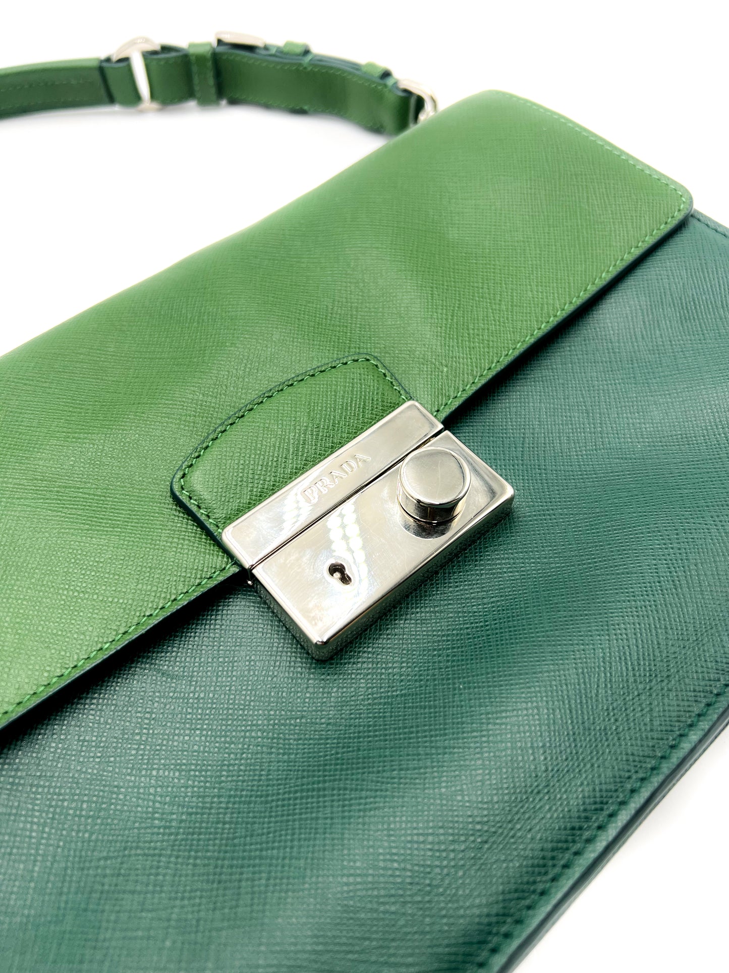 Prada Shoulder Bag Saffiano Sound Soft Green VINTAGE