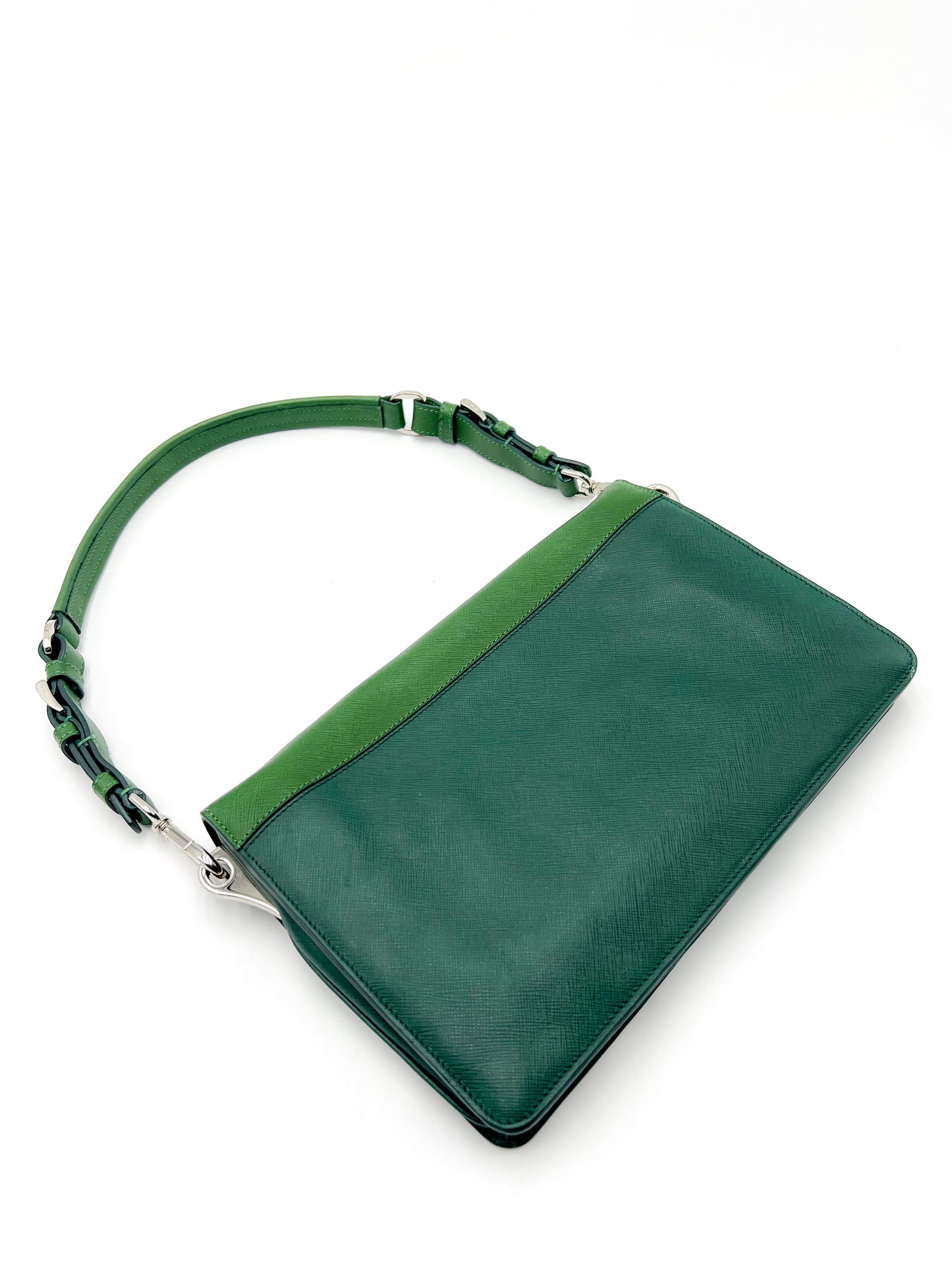 Prada Shoulder Bag Saffiano Sound Soft Green VINTAGE