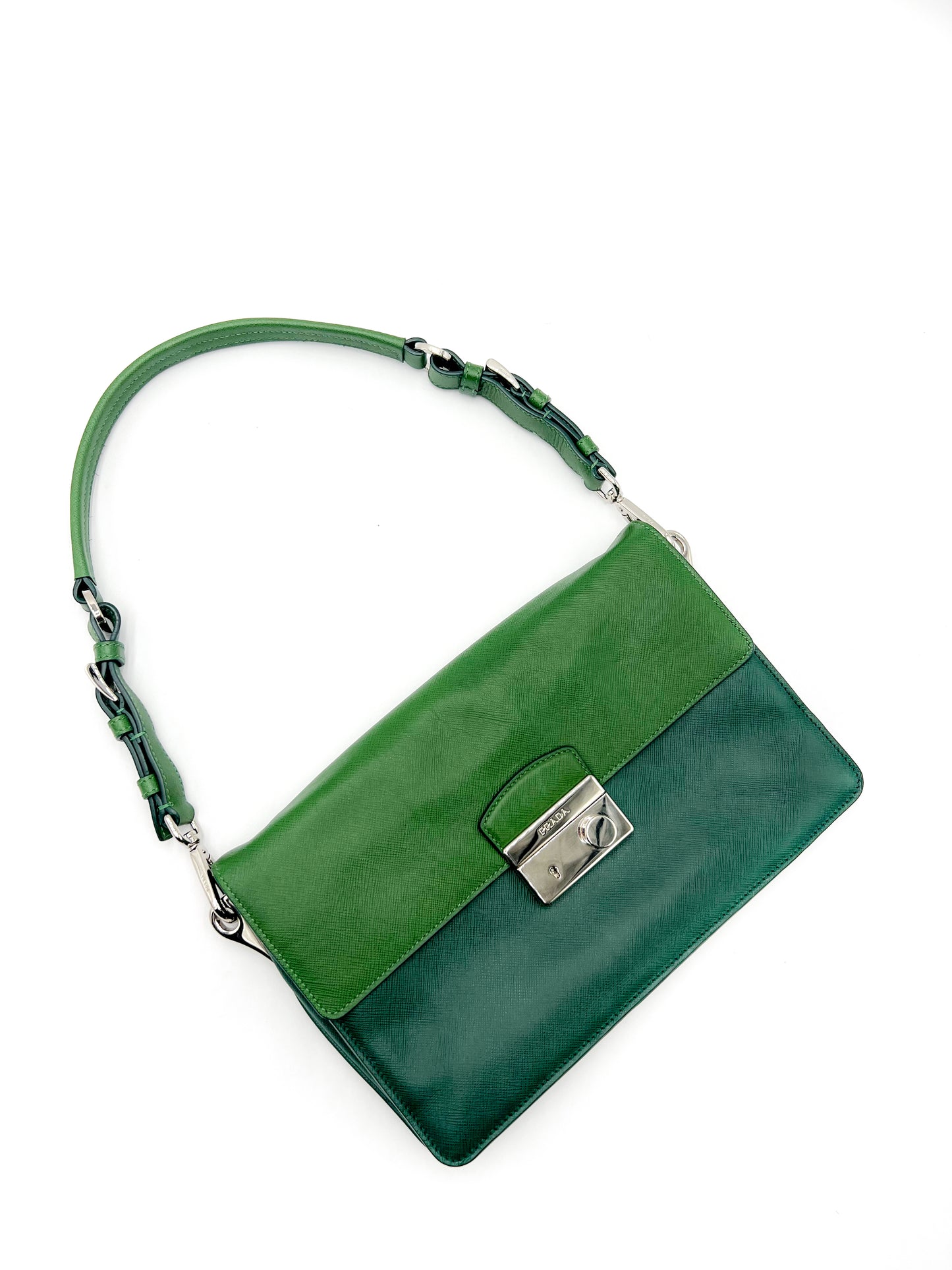Prada Shoulder Bag Saffiano Sound Soft Green VINTAGE