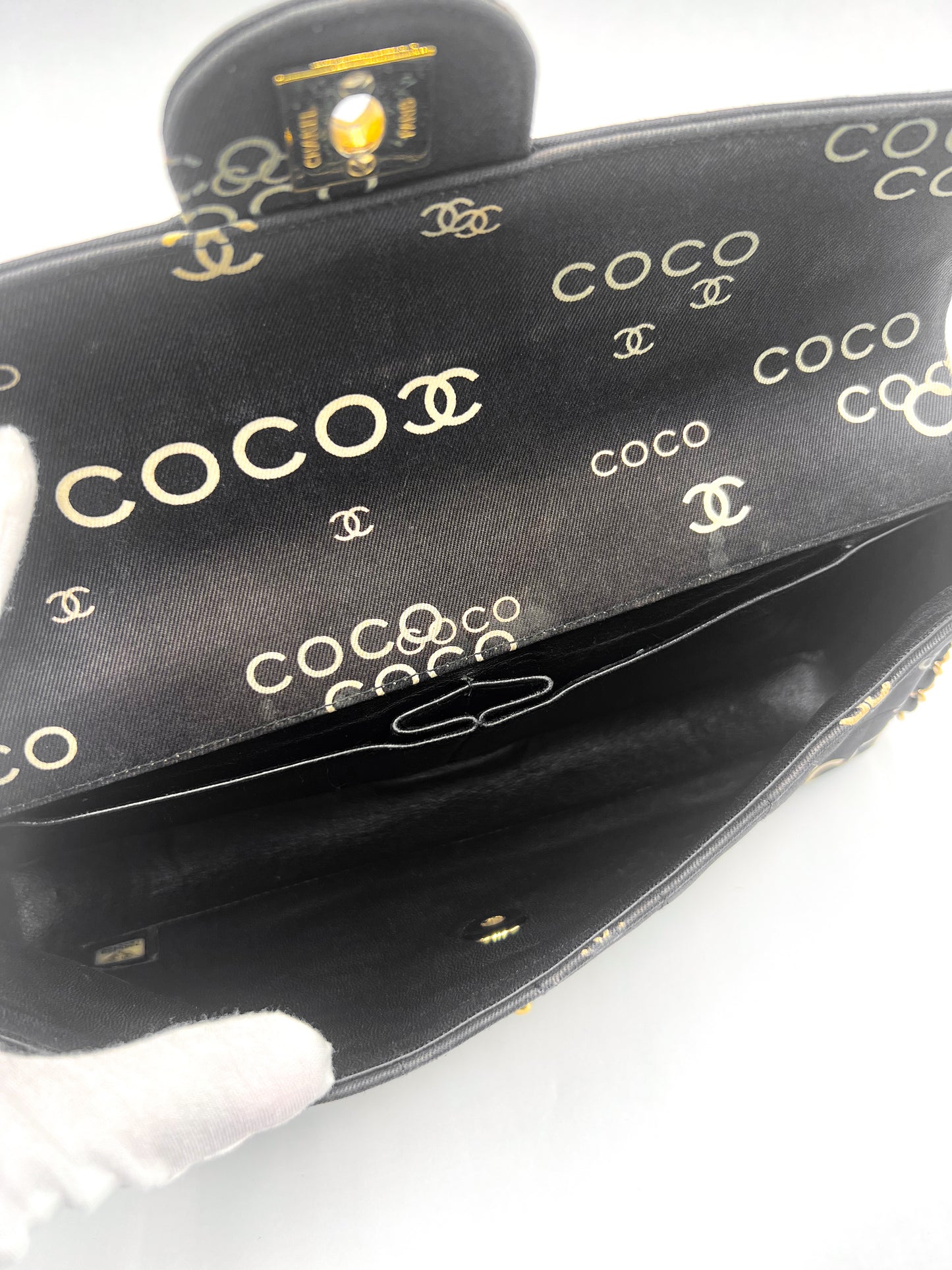 Chanel Coco East West Single Flap Bag 24K gold VINTAGE and RARE