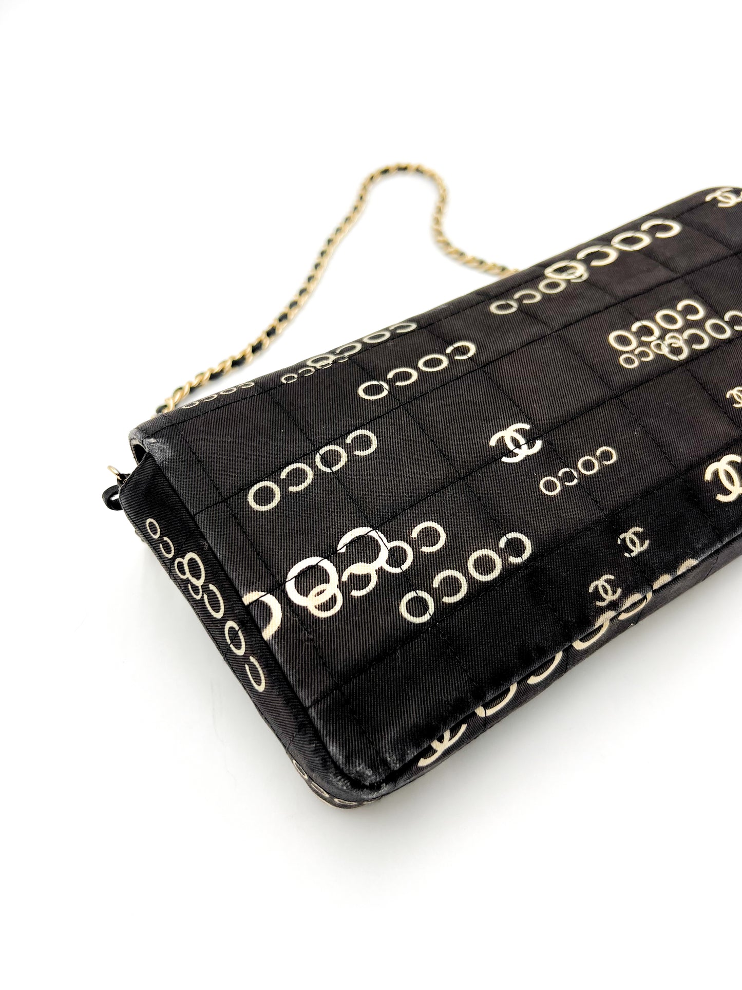 Chanel Coco East West Single Flap Bag 24K gold VINTAGE and RARE