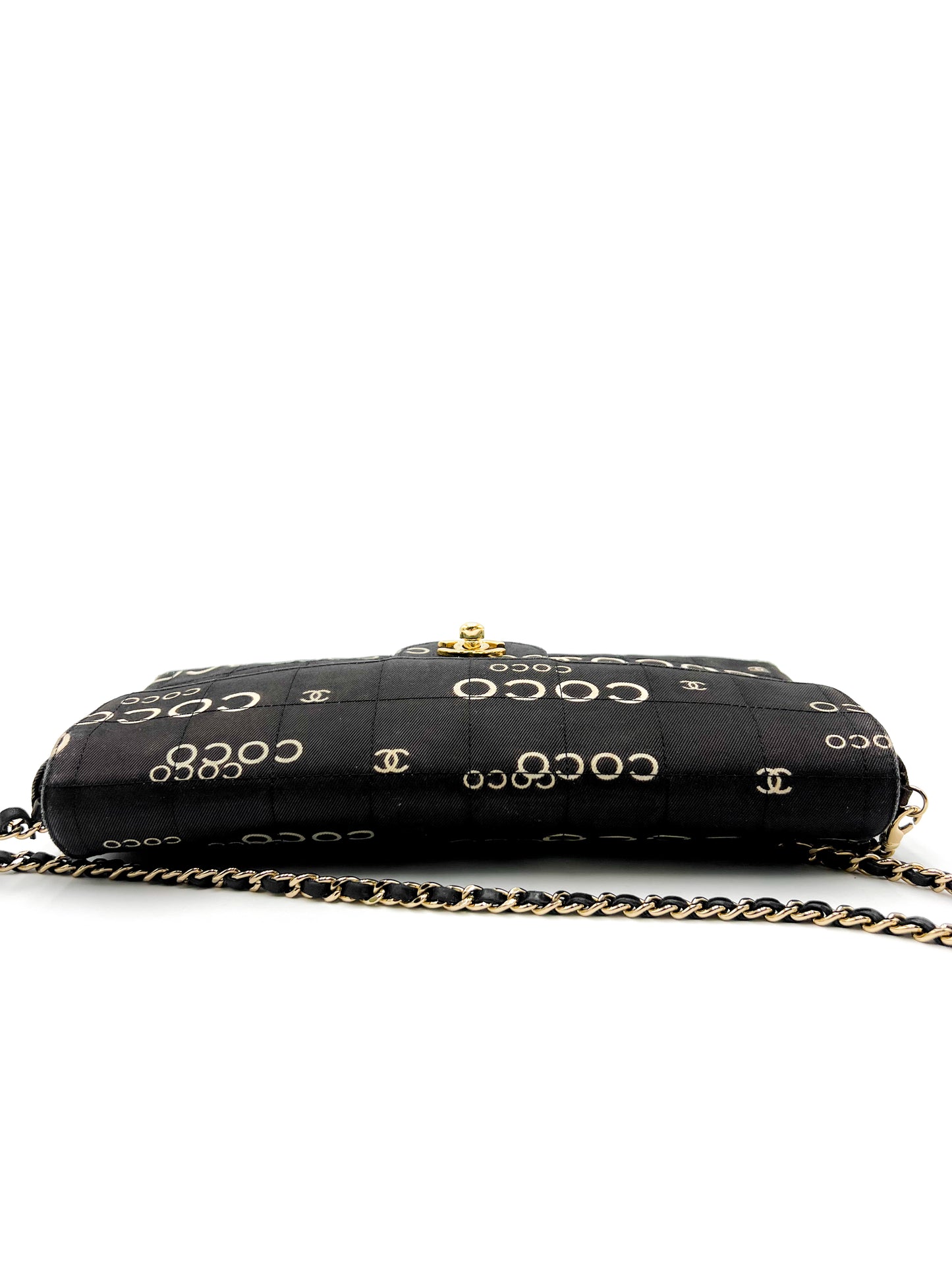 Chanel Coco East West Single Flap Bag 24K gold VINTAGE and RARE