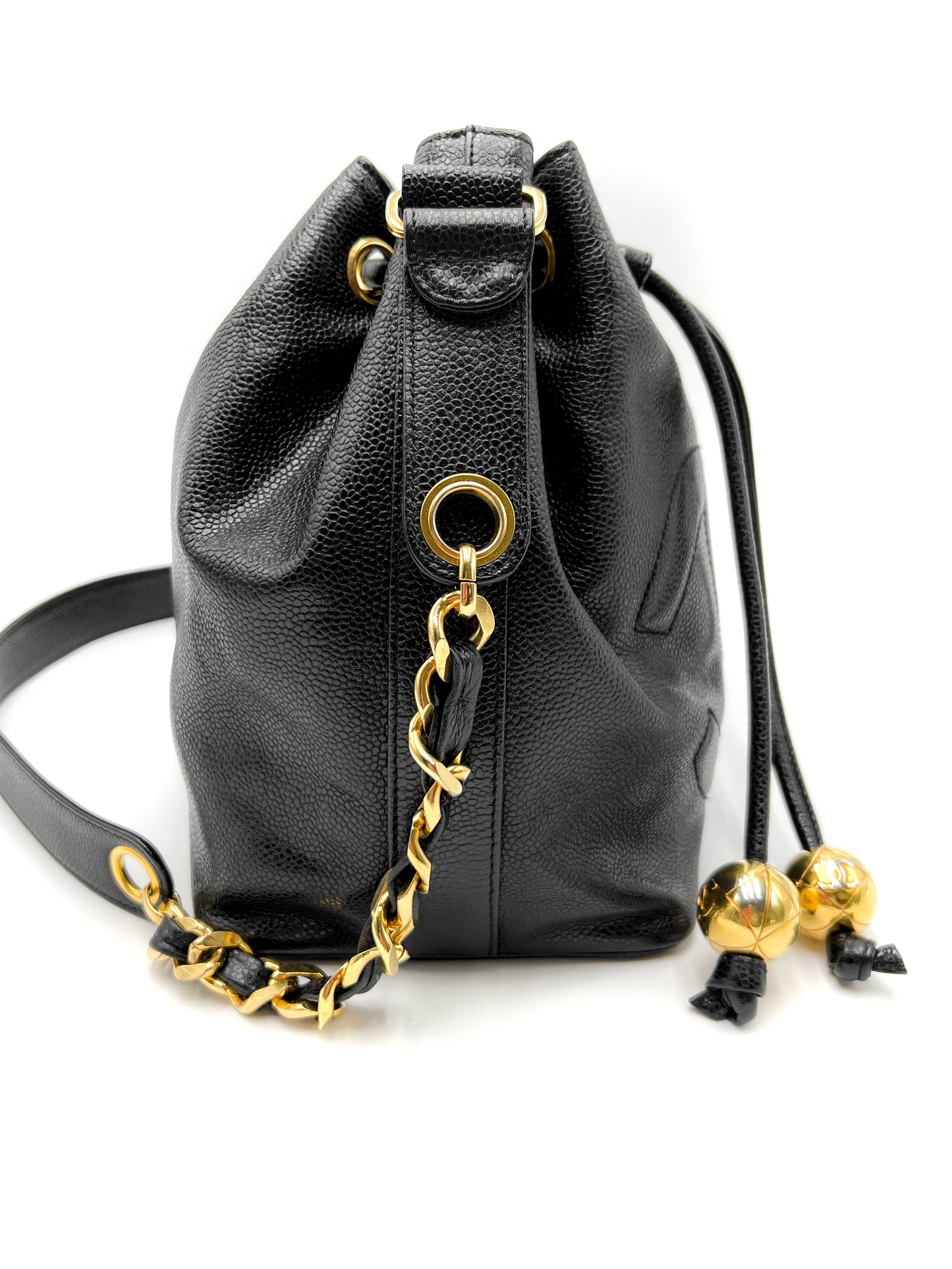 Chanel Vintage Grained Calfskin Drawstring Bucket Bag