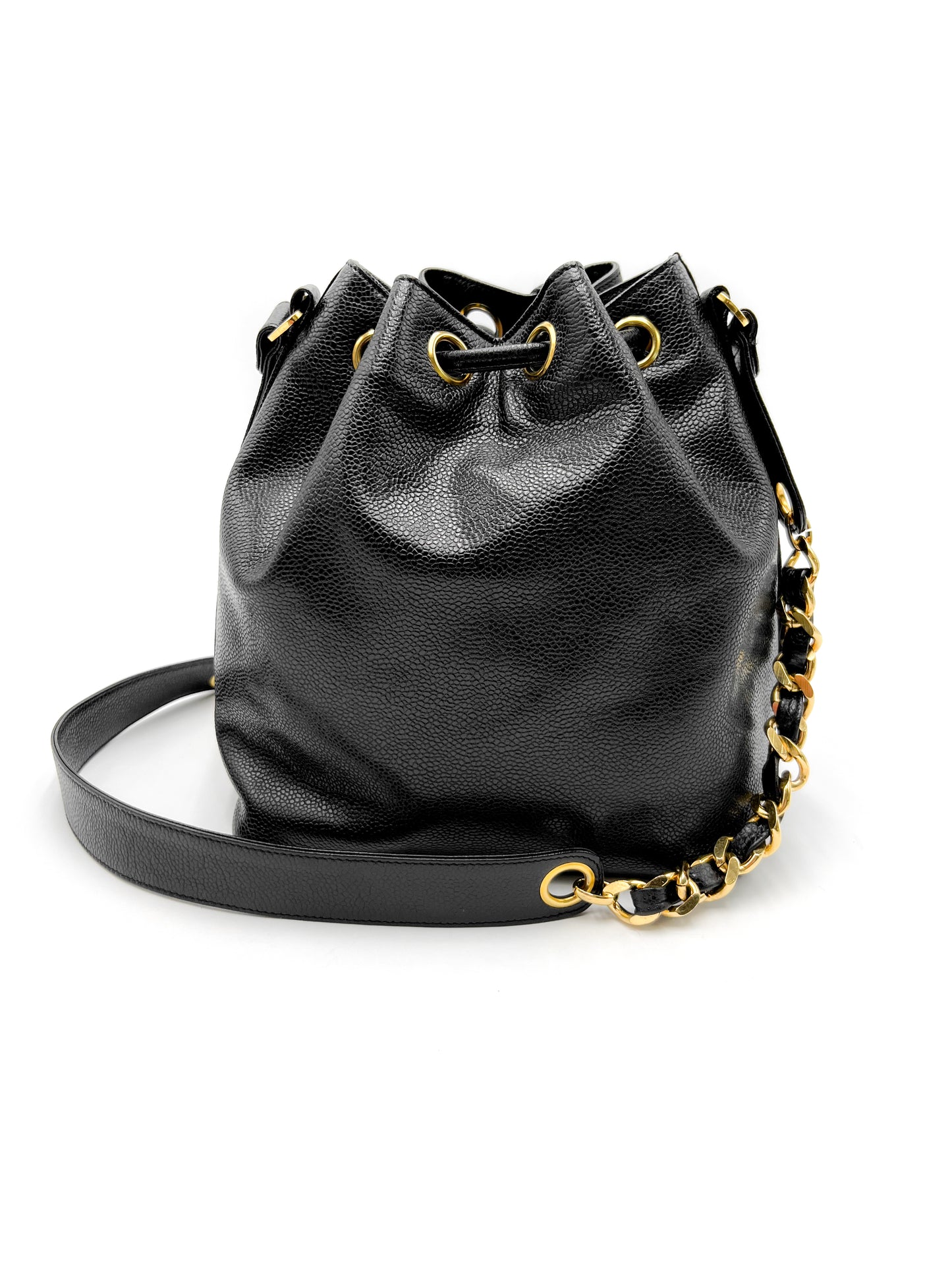 Chanel Vintage Grained Calfskin Drawstring Bucket Bag