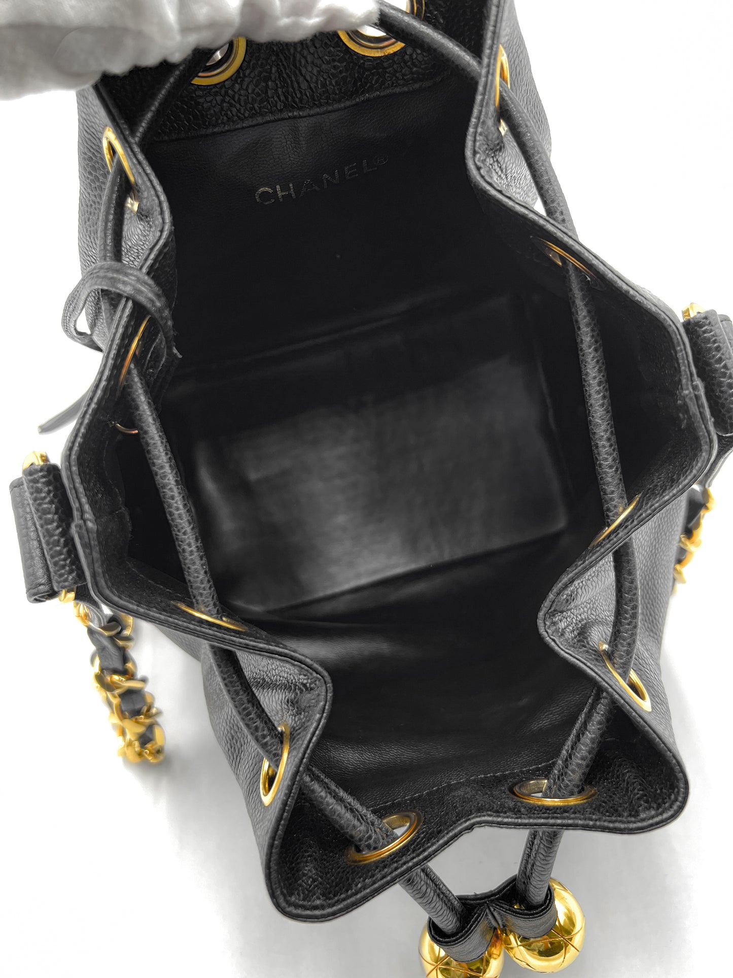 Chanel Vintage Grained Calfskin Drawstring Bucket Bag