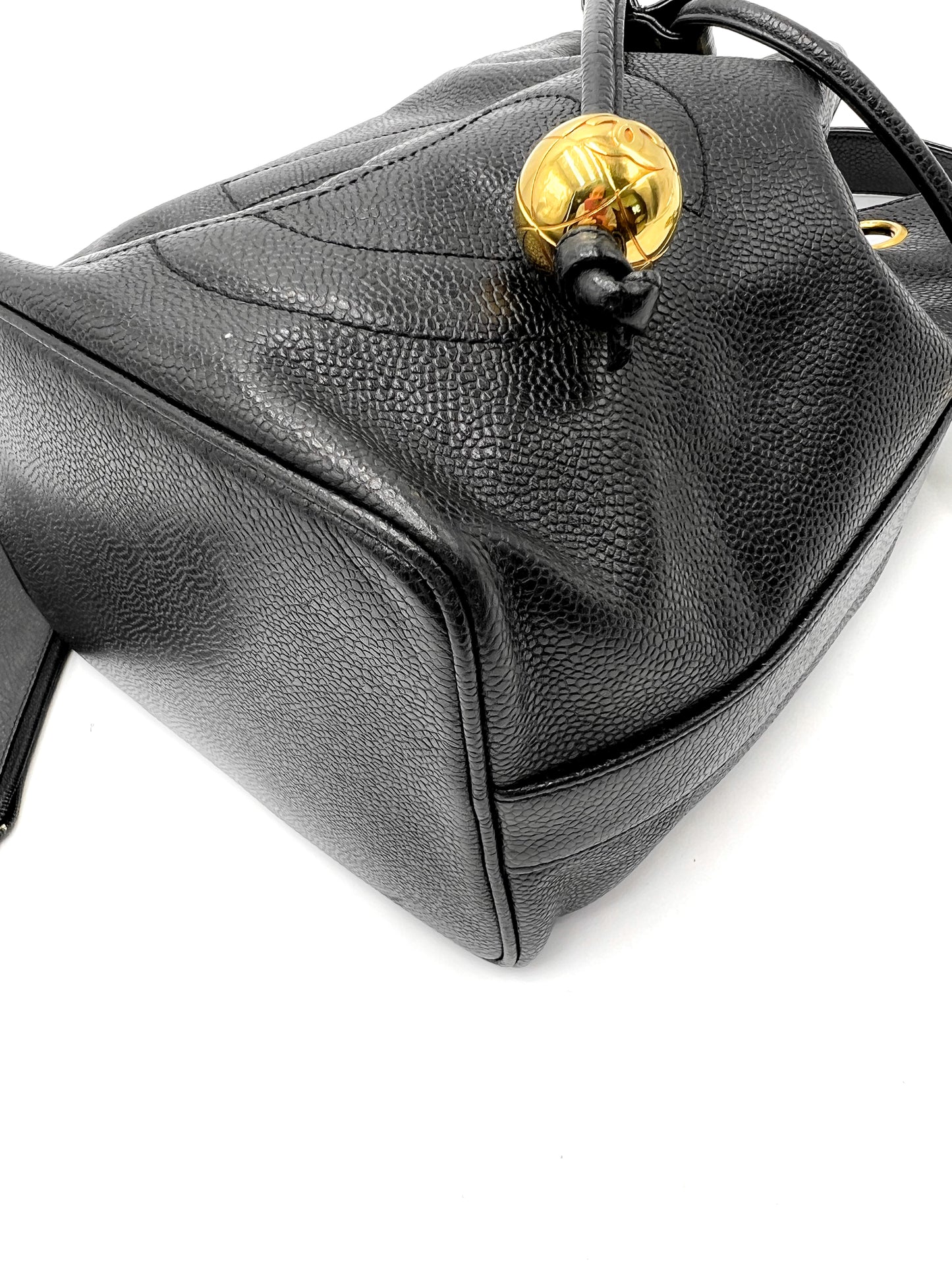 Chanel Vintage Grained Calfskin Drawstring Bucket Bag