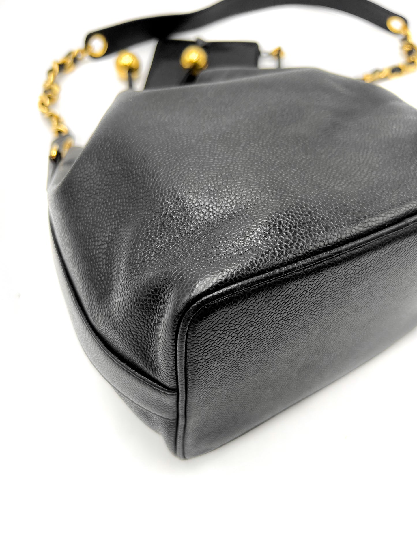 Chanel Vintage Grained Calfskin Drawstring Bucket Bag
