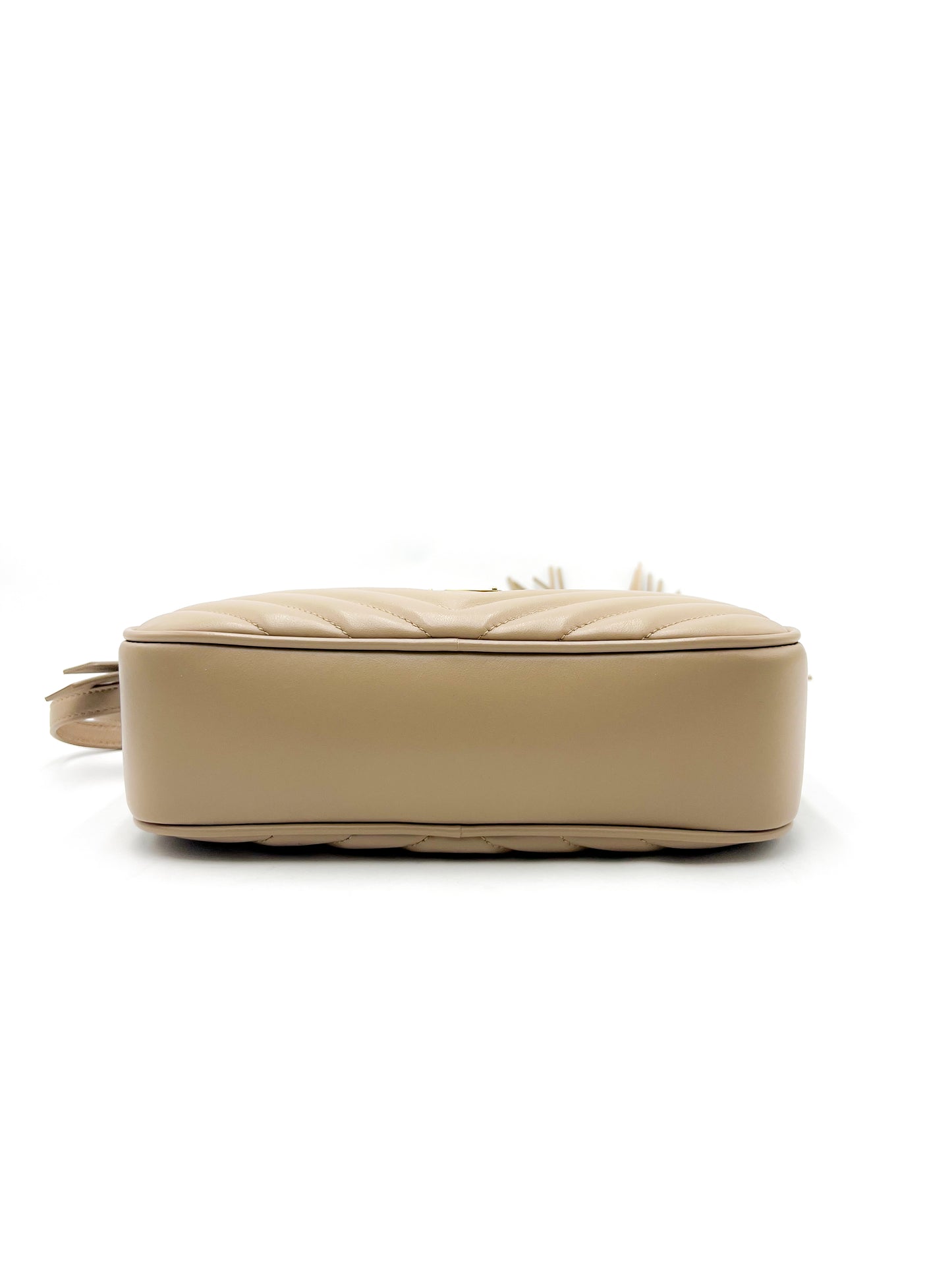 Saint Laurent YSL Lou Camera Bag in Quilted Leather Beige with Gold Hardware