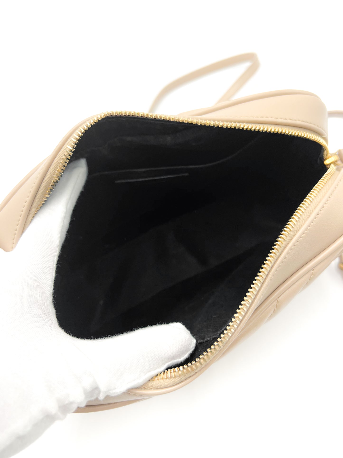 Saint Laurent YSL Lou Camera Bag in Quilted Leather Beige with Gold Hardware