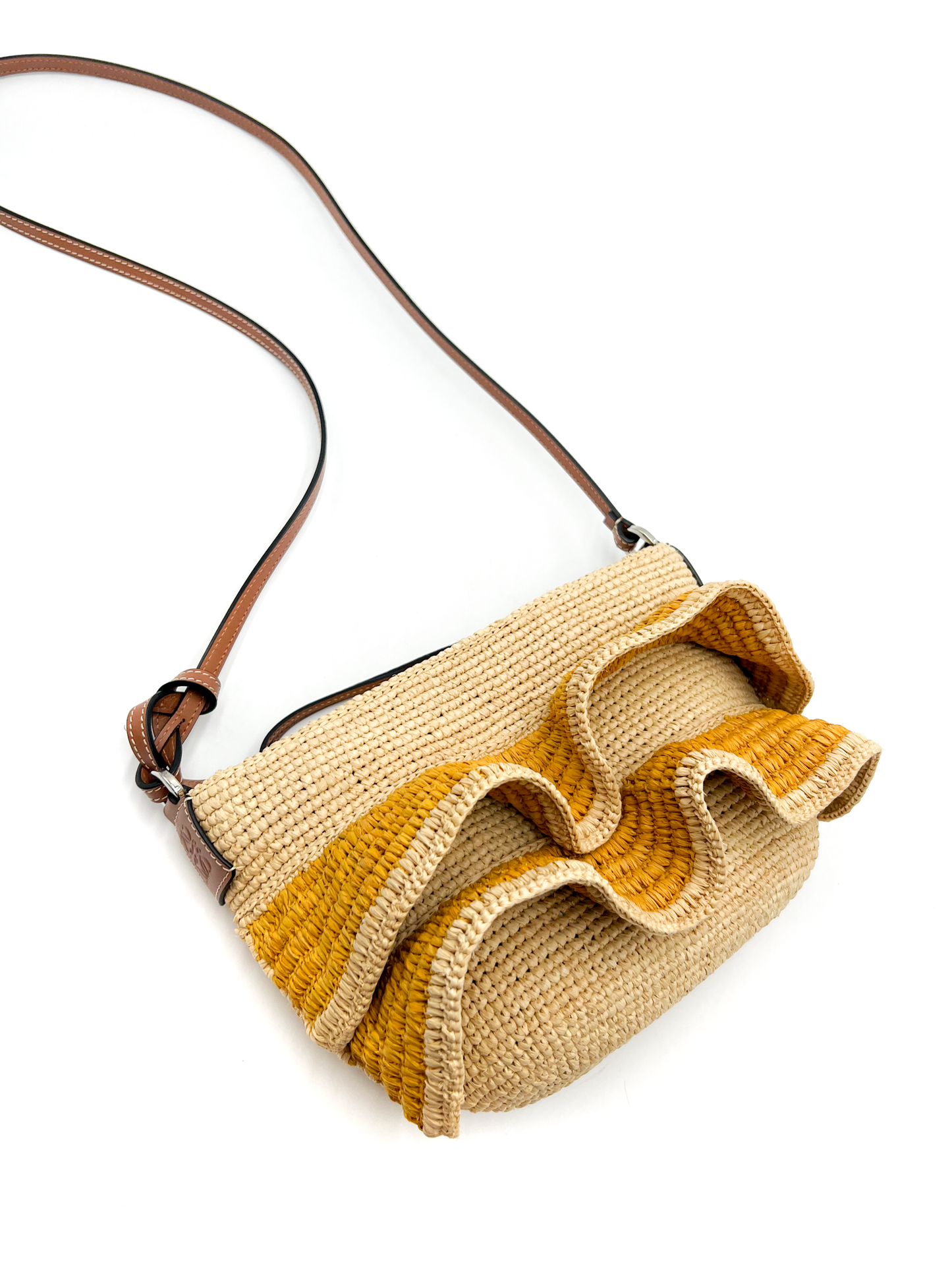 Loewe Paula's Ibiza Pochette Ruffle Raffia Crossbody Bag