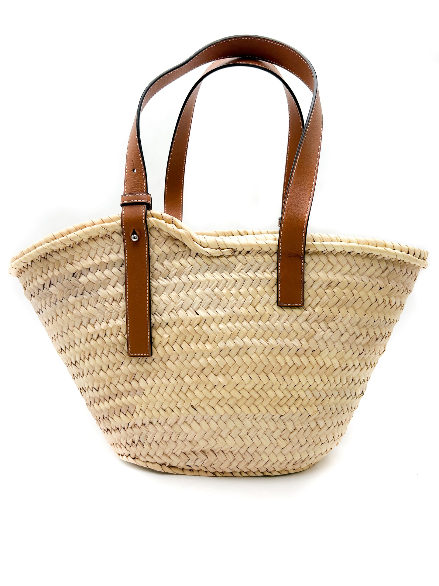 Loewe Small Basket Bag in Raffia and Calfskin