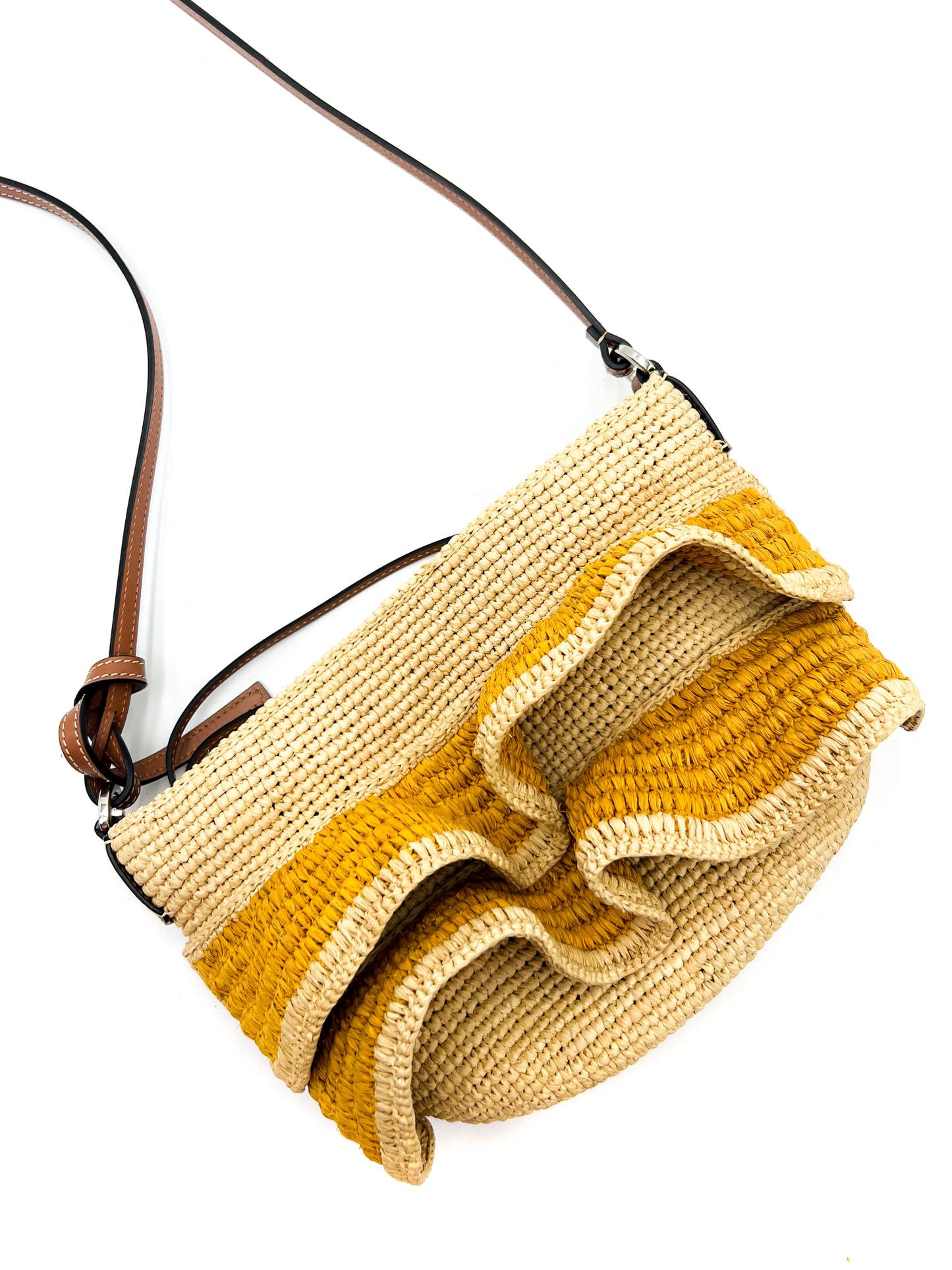 Loewe Paula's Ibiza Pochette Ruffle Raffia Crossbody Bag