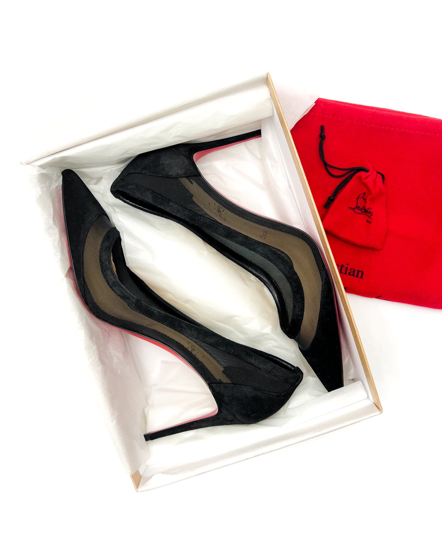 Christian Louboutin Galativi 85 mesh and suede pumps