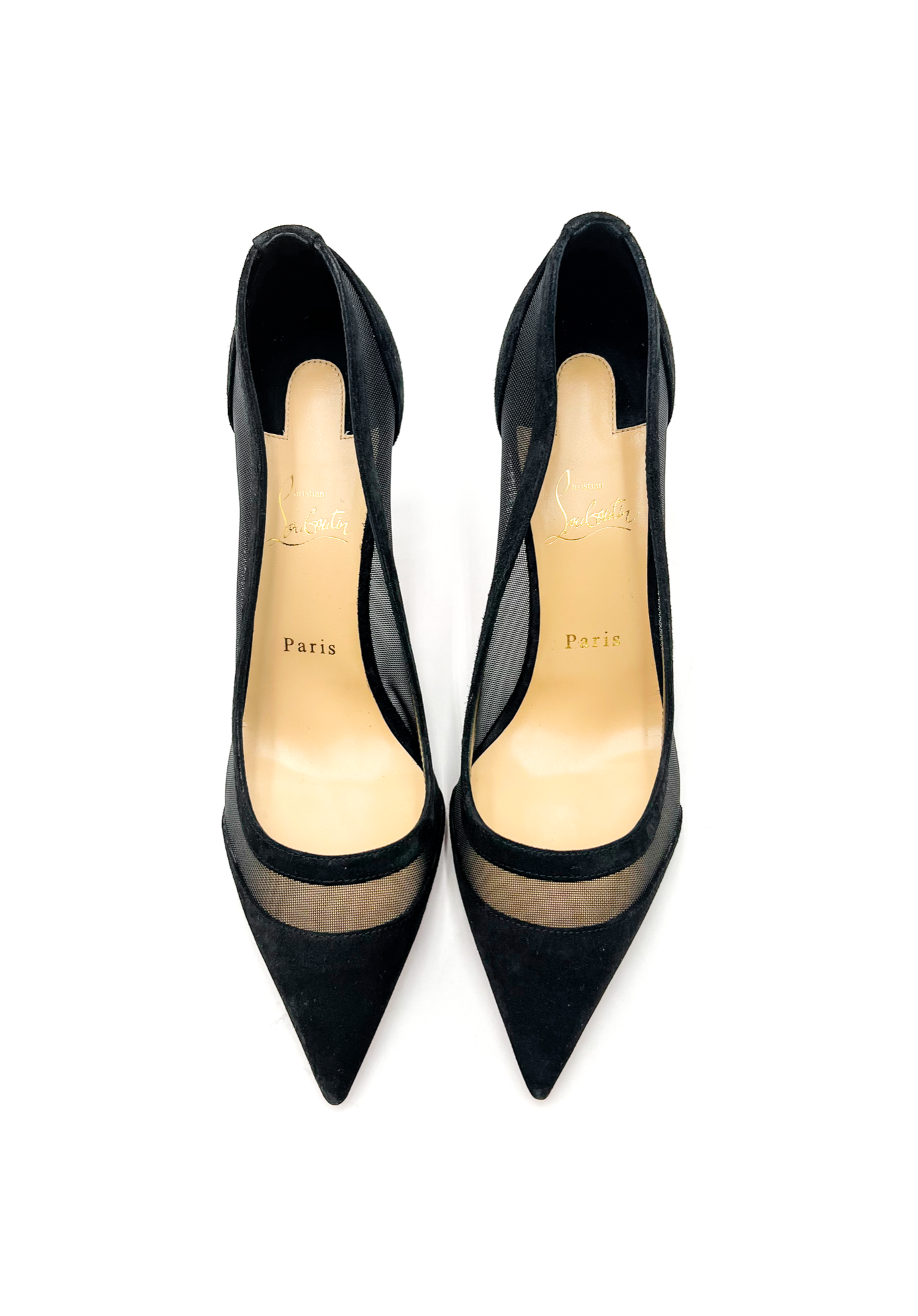Christian Louboutin Galativi 85 mesh and suede pumps