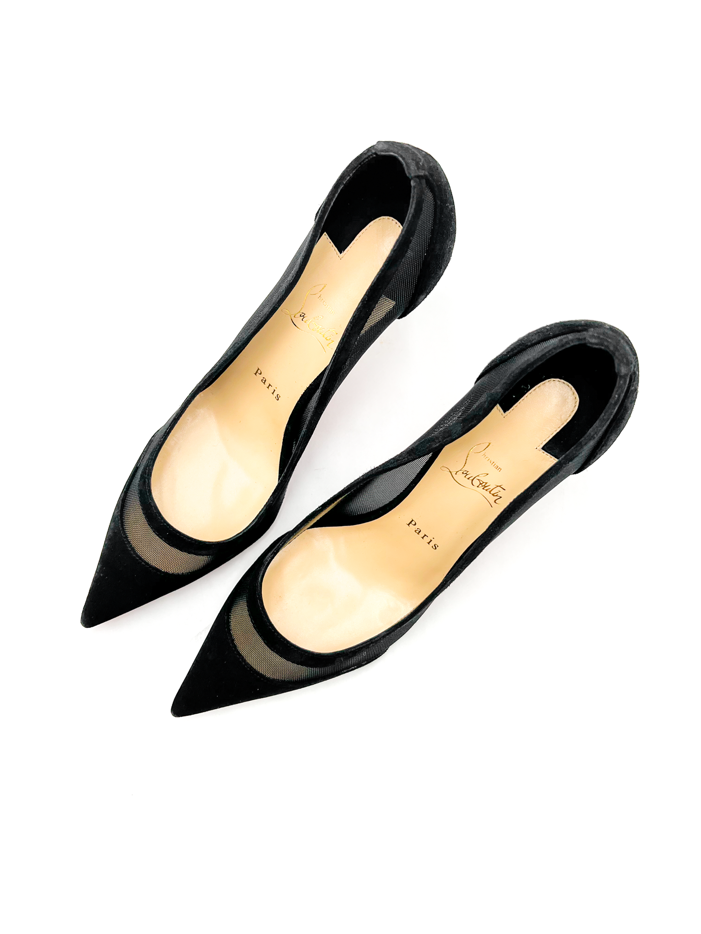 Christian Louboutin Galativi 85 mesh and suede pumps