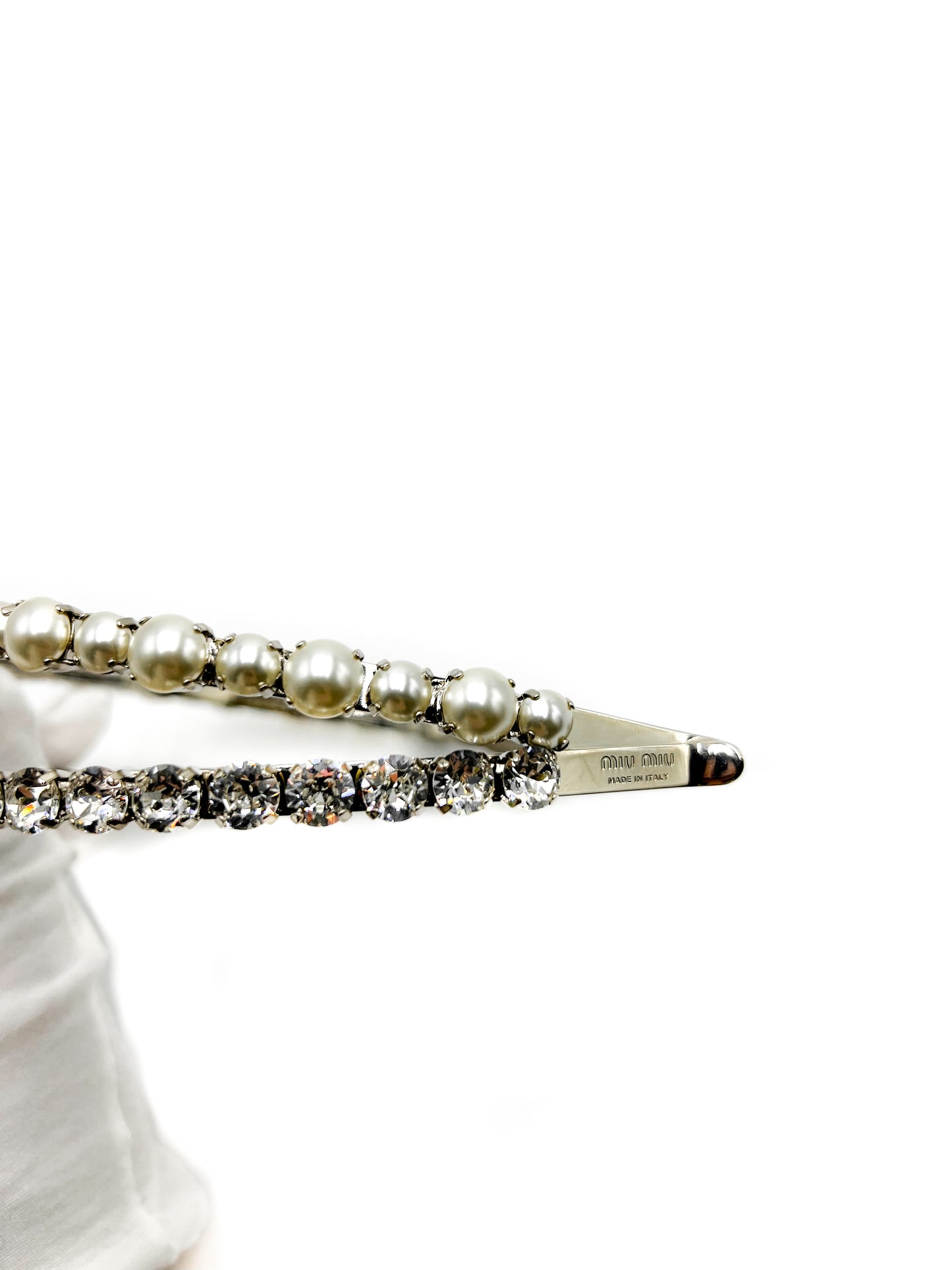 Miu Miu Crystal and Pearl Headband