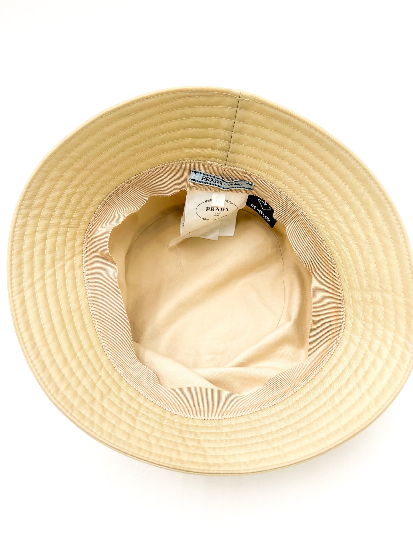 Prada Re-Nylon Bucket Hat Beige