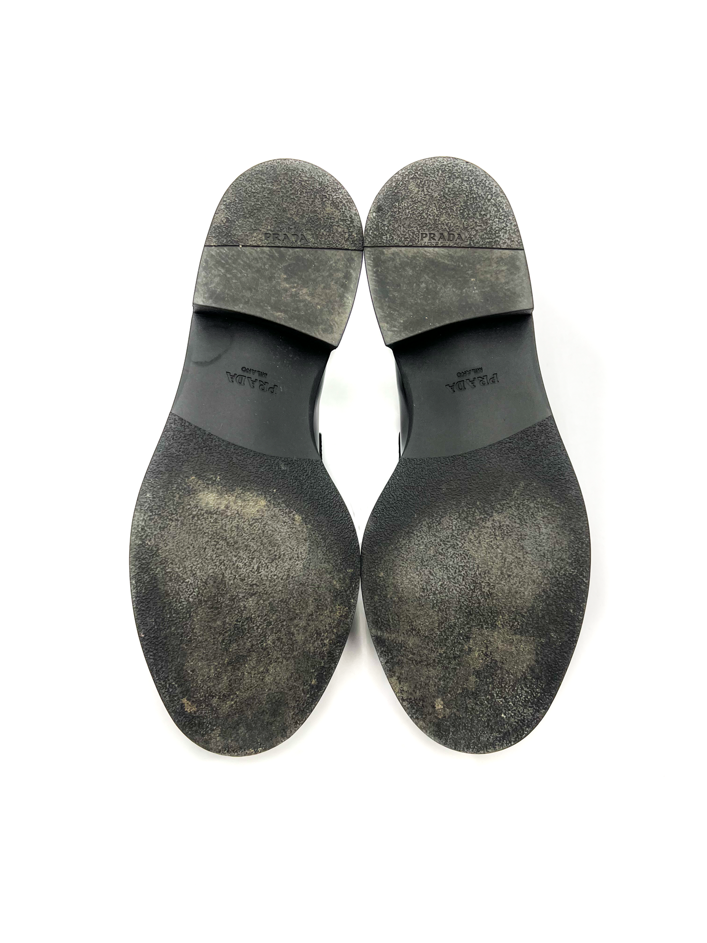 Prada Brushed Leather Monolith Loafers