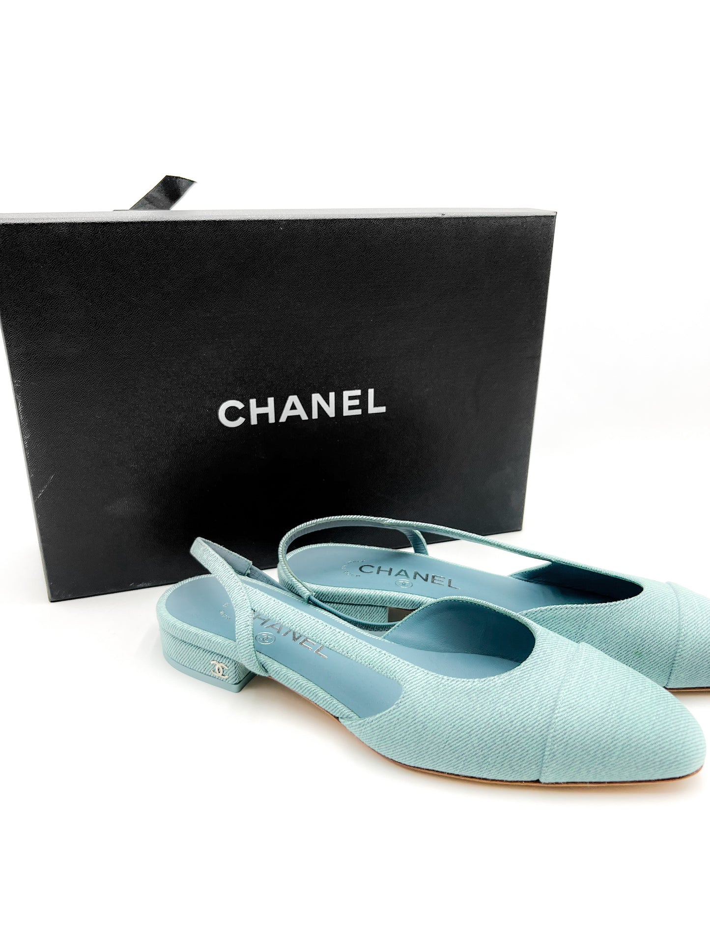 Chanel 21S Denim Blue Slingbacks