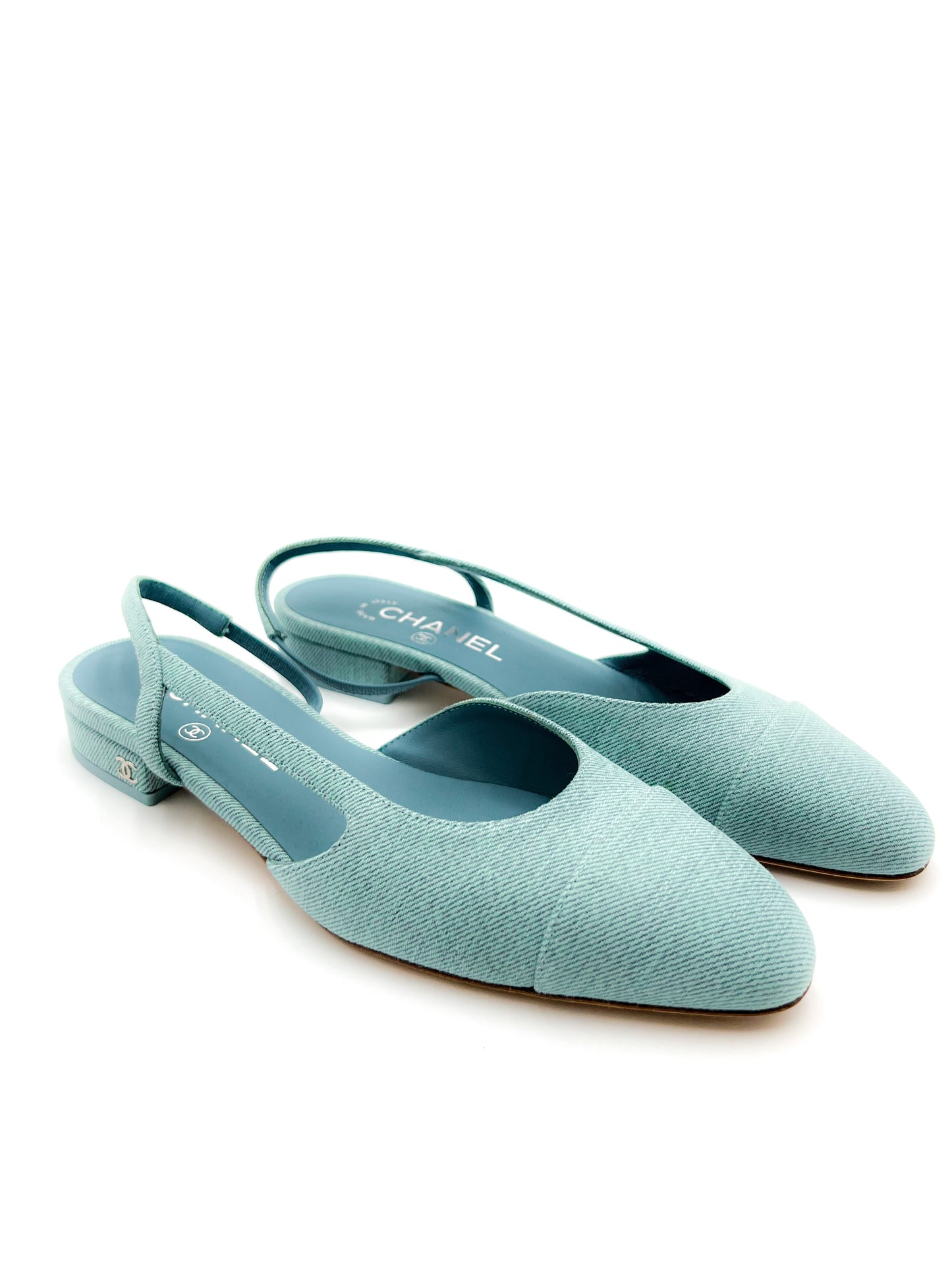 Chanel 21S Denim Blue Slingbacks