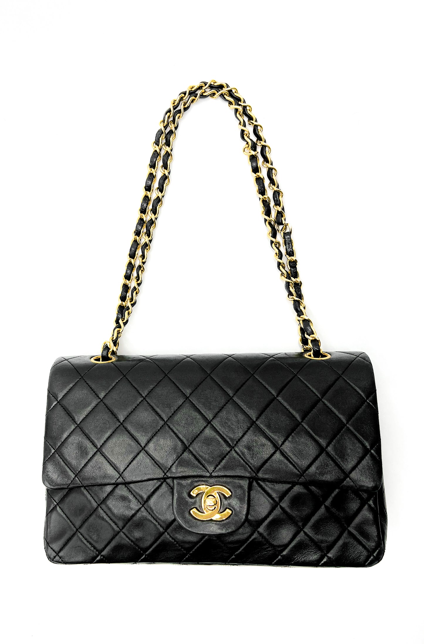 Chanel Black Medium Vintage Double Flap with 24k Gold Hardware