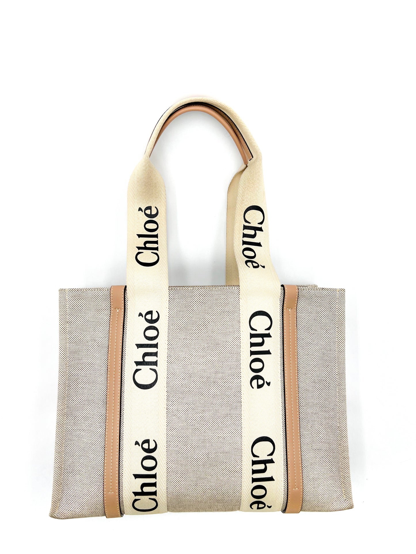 Chloé Medium Woody Tote Bag Biscotti Beige