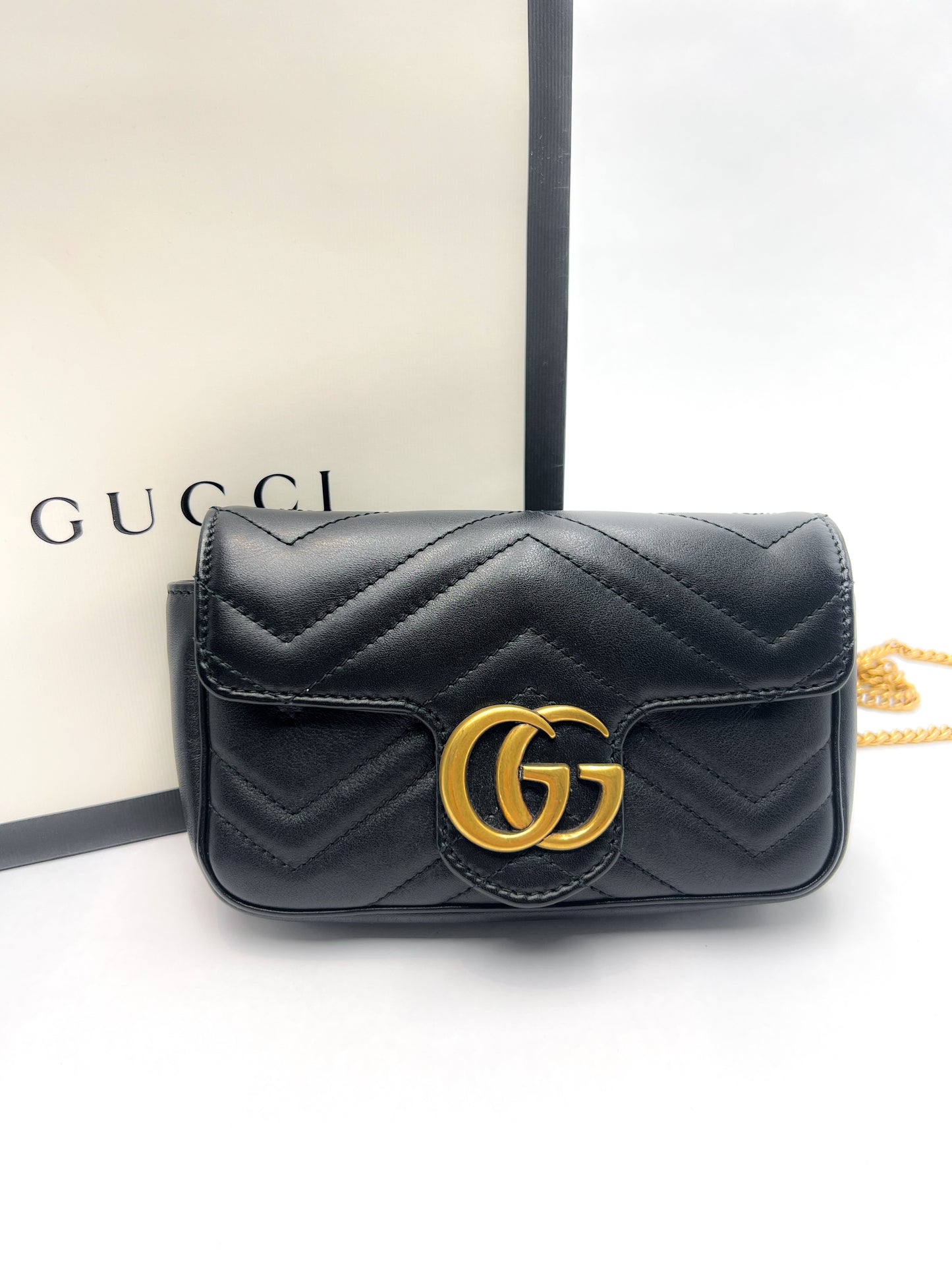 Gucci Black Super Mini GG Marmont Bag