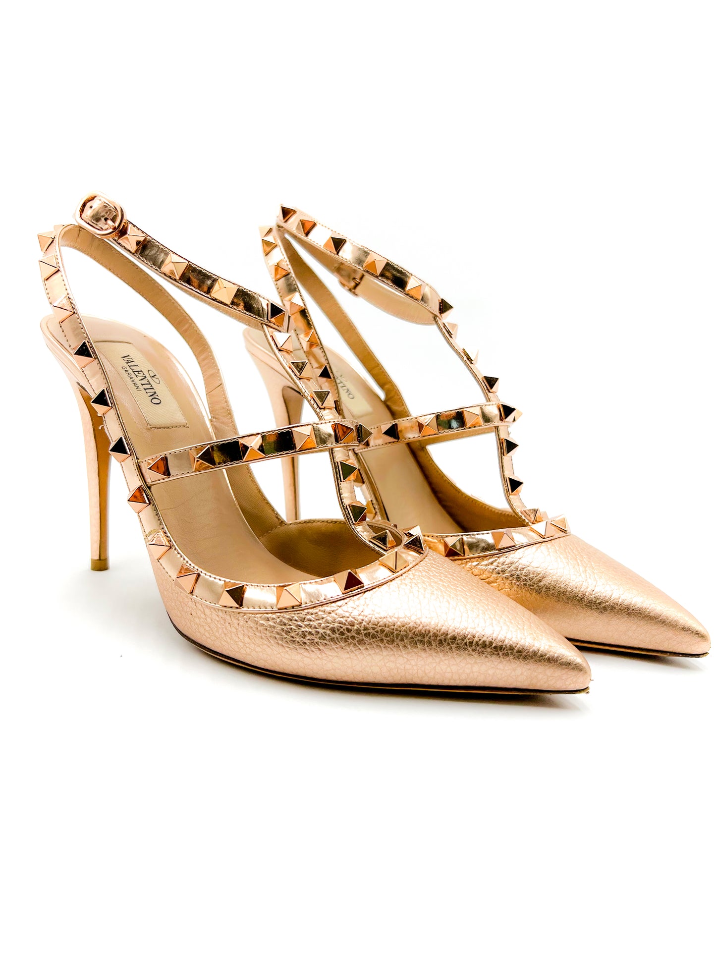 Valentino Rockstud Metallic Ankle Strap Pump 100 mm