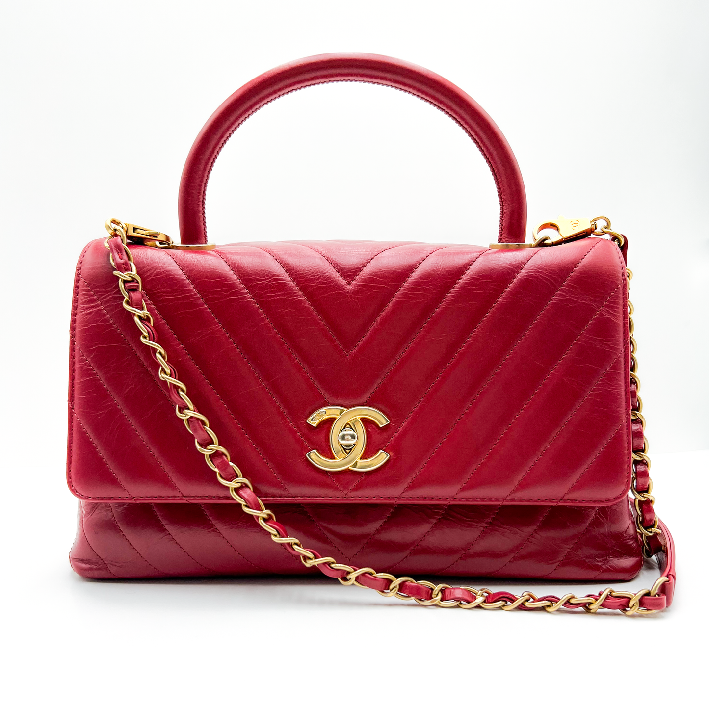Chanel Coco Top Handle Chevron Small