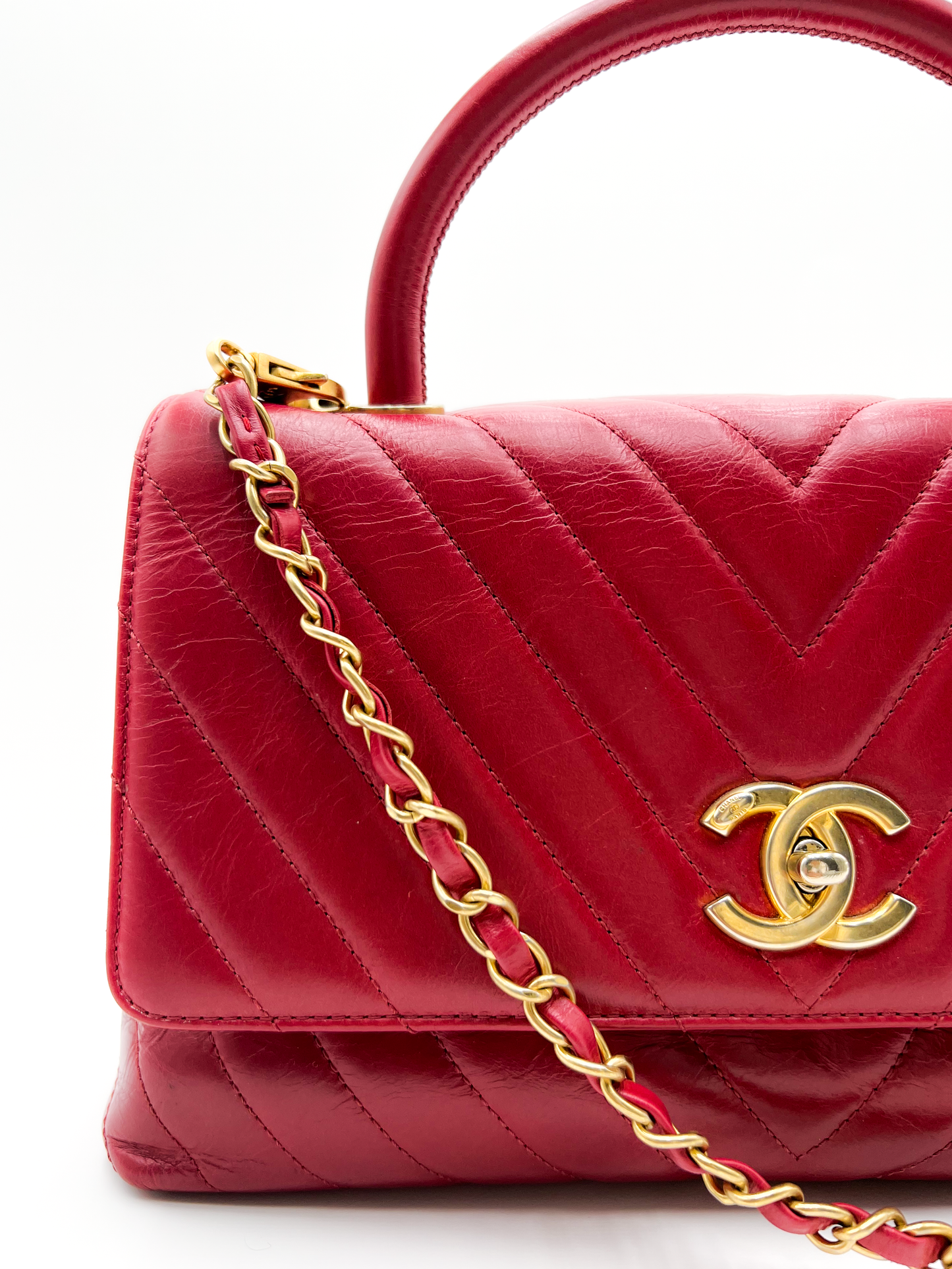 Chanel Coco Top Handle Chevron Small