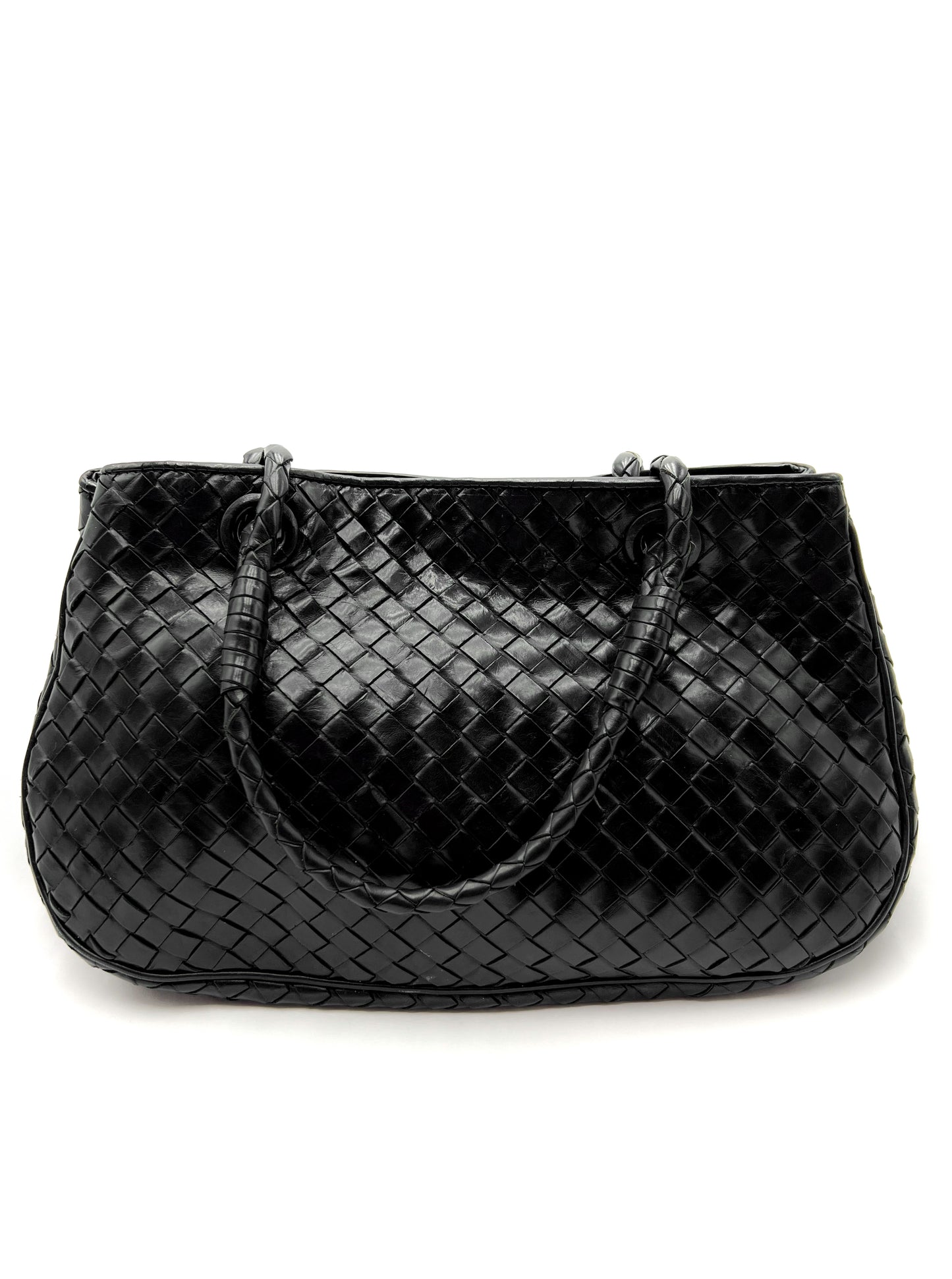 Bottega Veneta Black Intrecciato Leather Tote Vintage