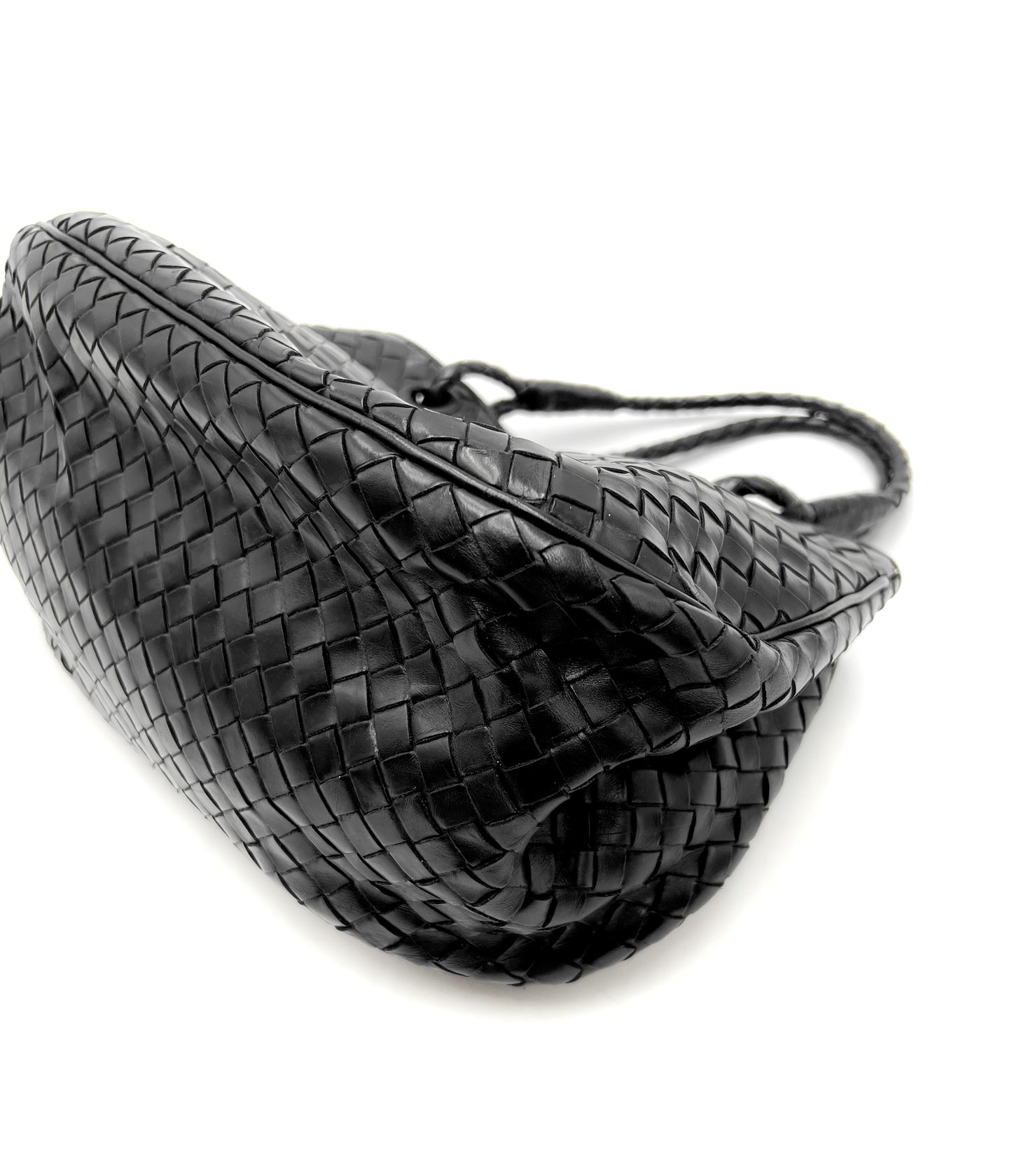 Bottega Veneta Black Intrecciato Leather Tote Vintage