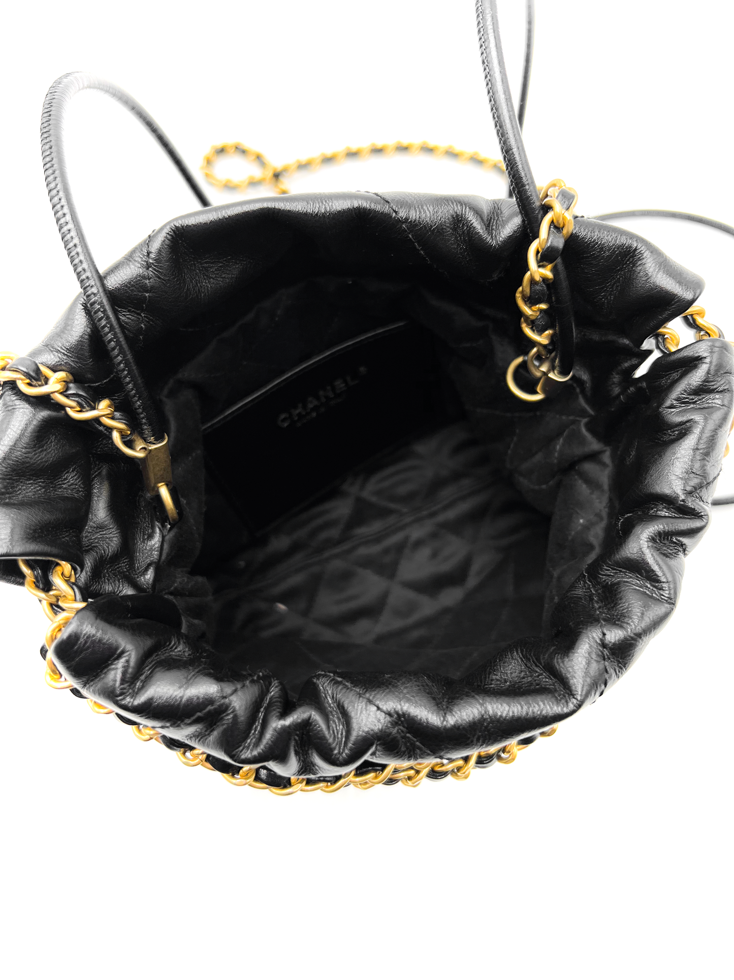 Chanel 22 Mini Handbag Hobo Black with Gold Aged Hardware