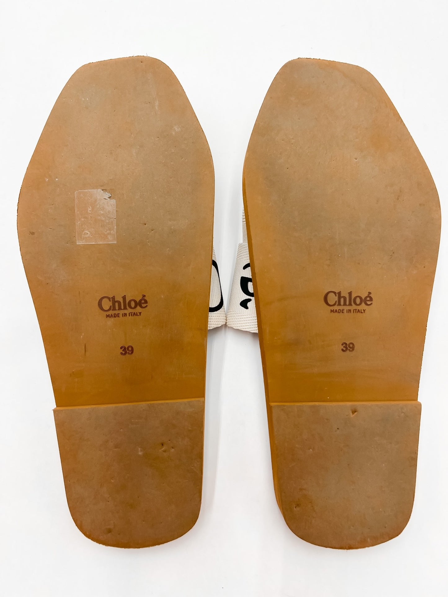 Chloé Woody Linen Logo Slide Sandals