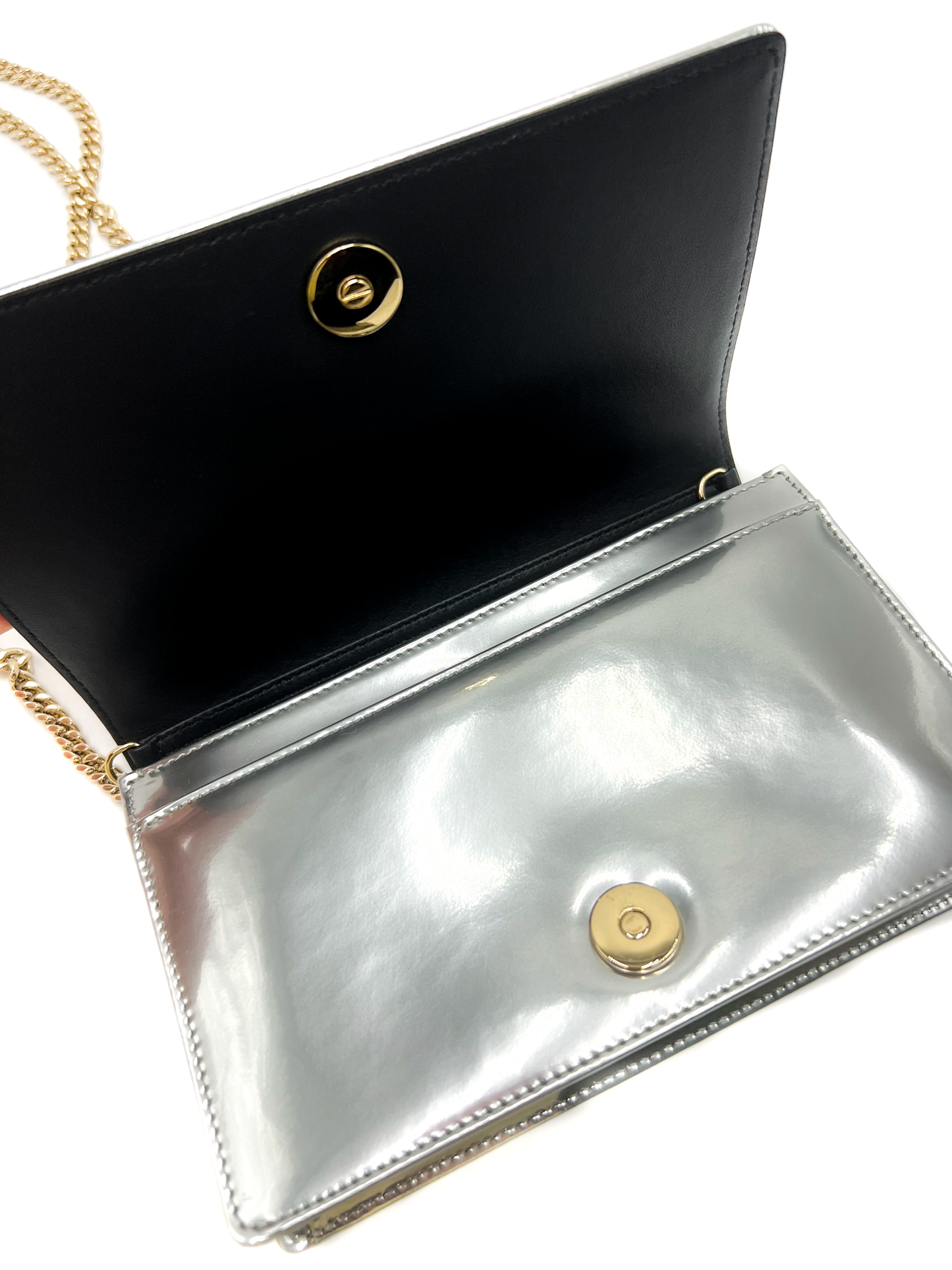 Dior Silver Micro Cannage Diorama Wallet on Chain