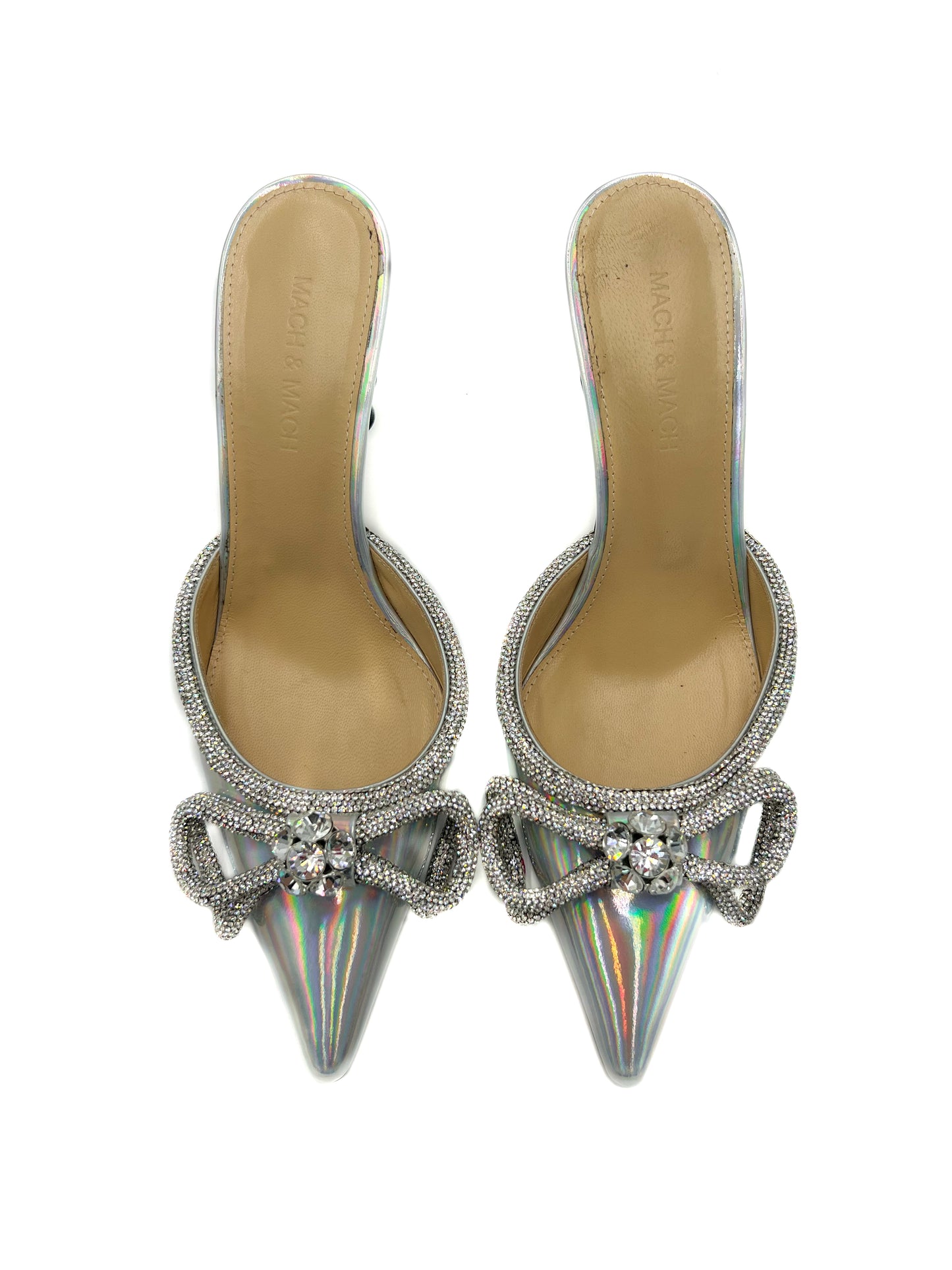 MACH & MACH Double Bow Crystal-Embellished Mules