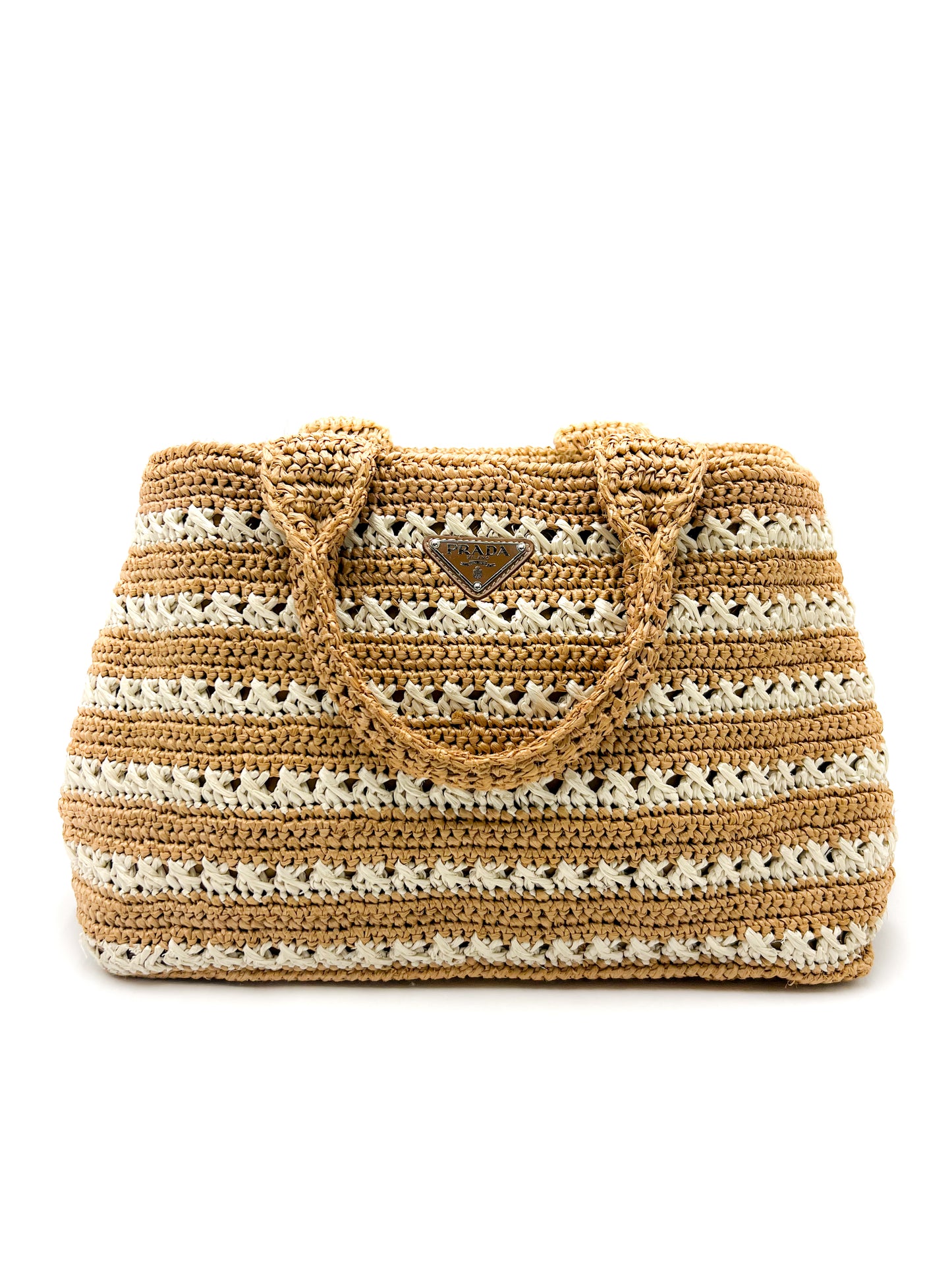 Prada Raffia Crochet Tote Bag