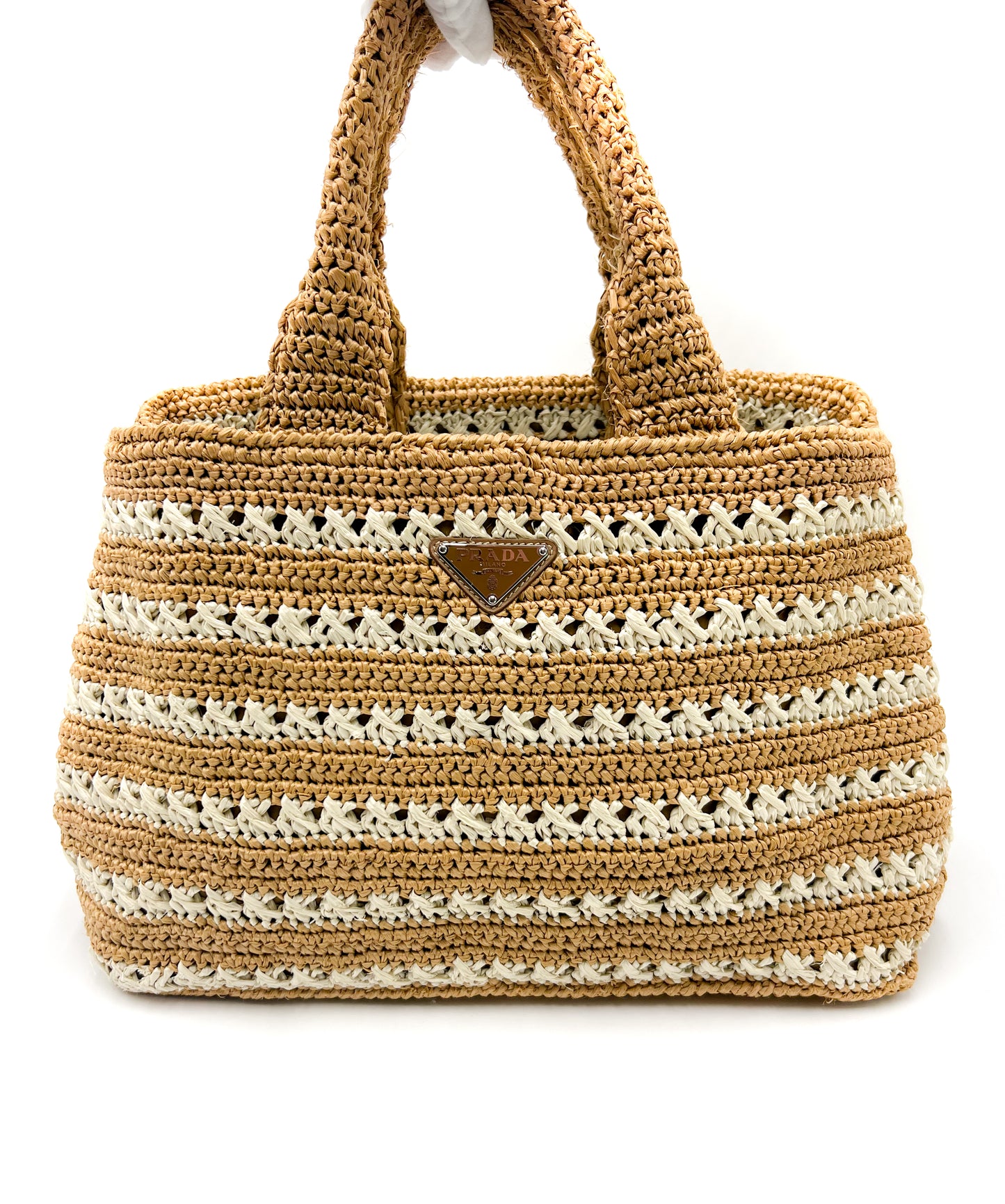 Prada Raffia Crochet Tote Bag