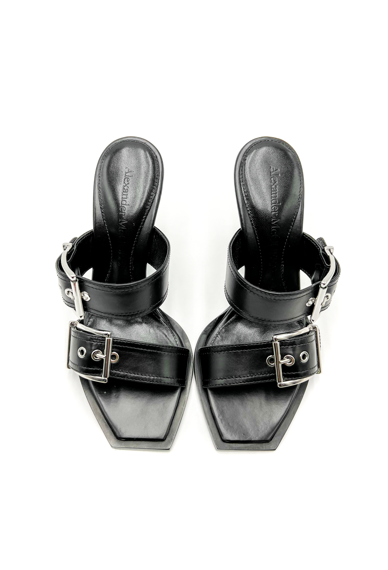 Alexander McQueen Punk Buckled Leather Mules