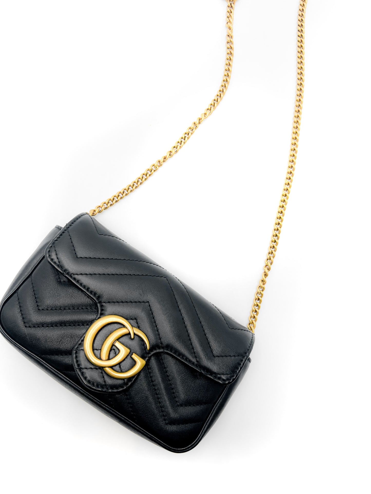 Gucci Black Super Mini GG Marmont Bag